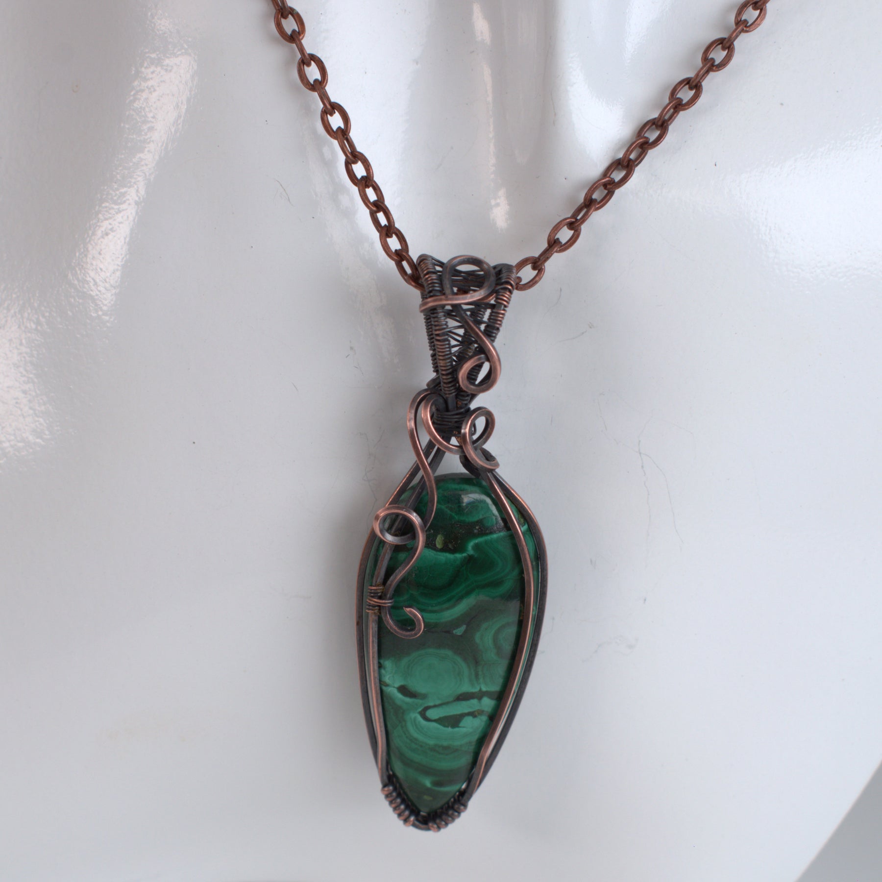 Emerald Pools - Malachite Copper Wrapped Pendant