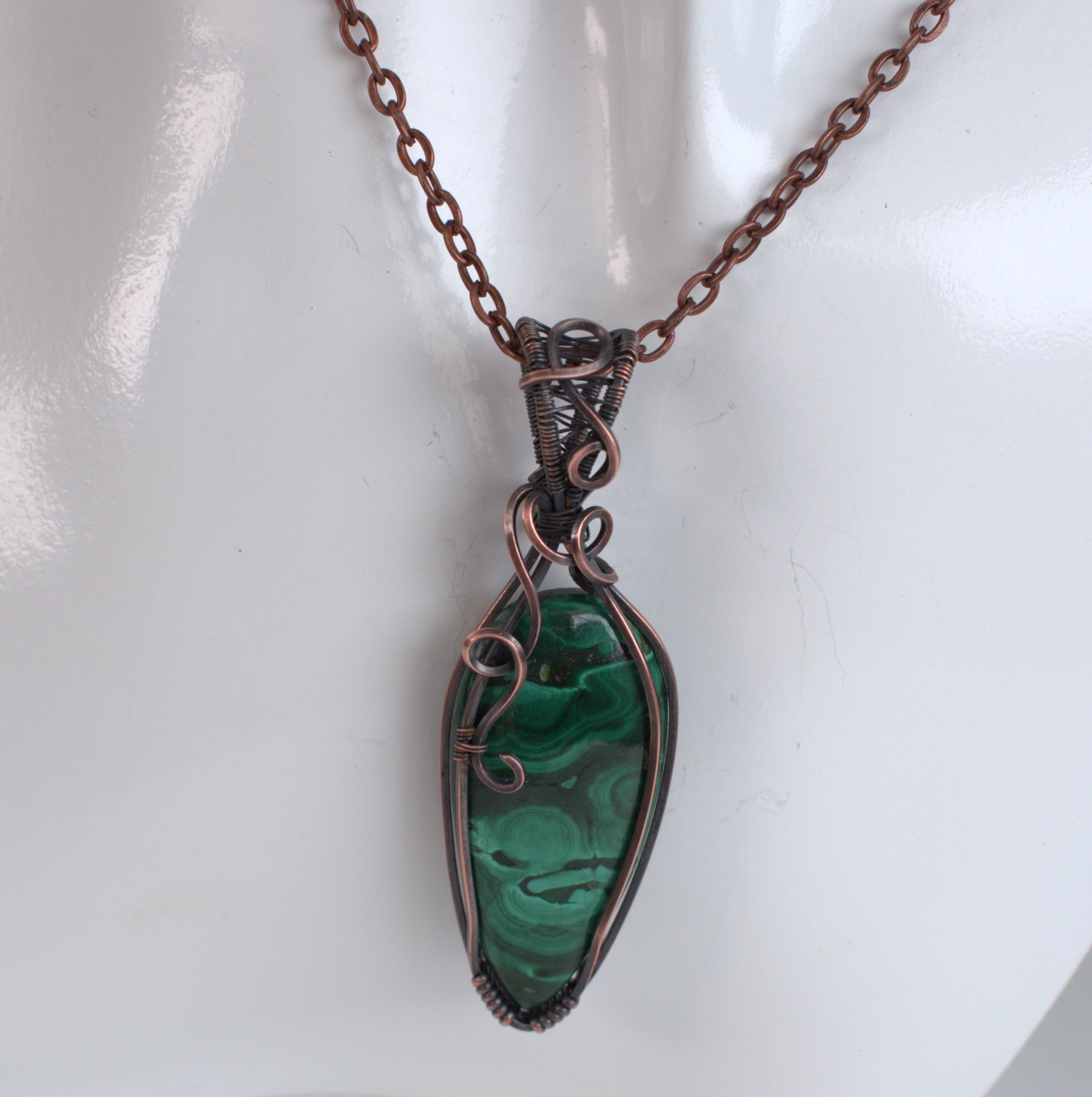 Emerald Pools - Malachite Copper Wrapped Pendant