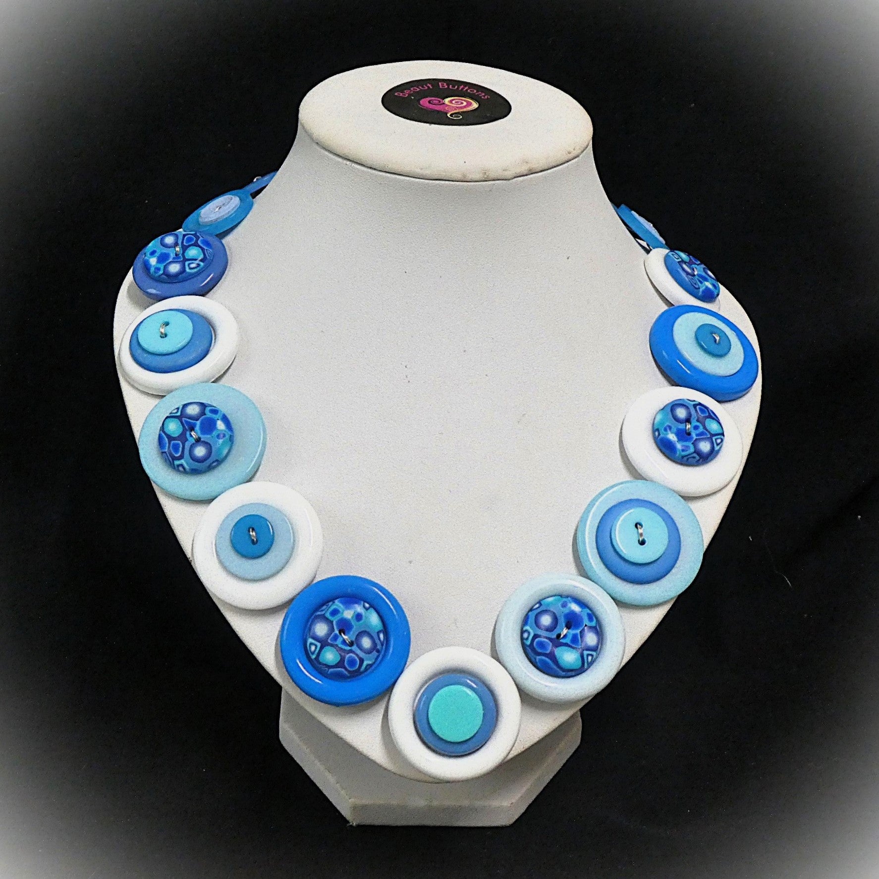 Button necklace - Blue Planet