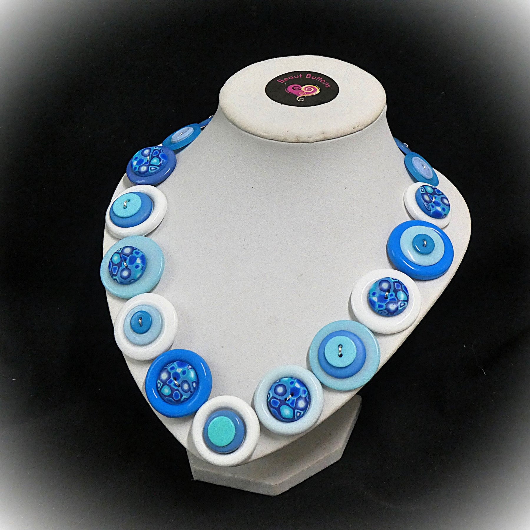 Button necklace - Blue Planet
