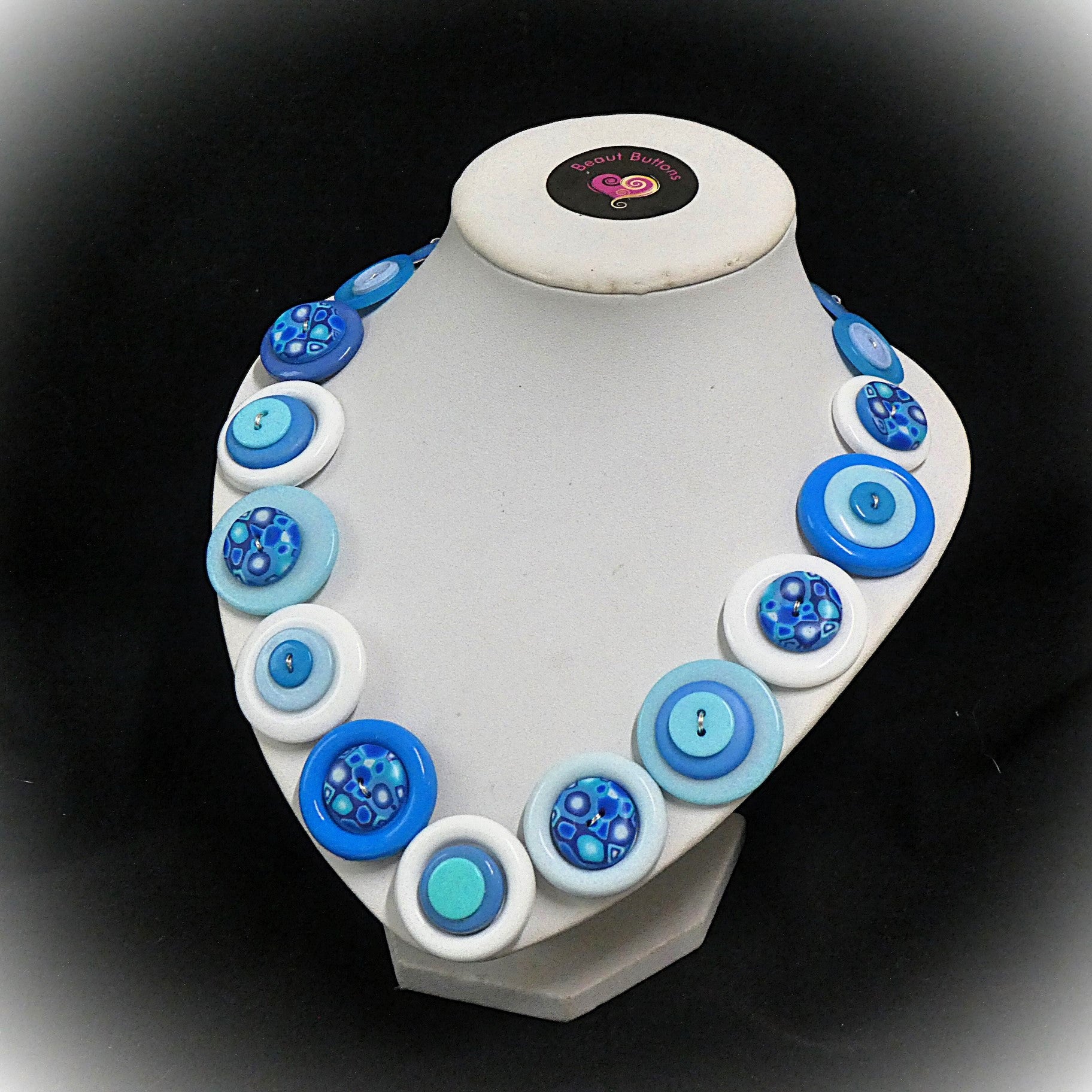 Button necklace - Blue Planet