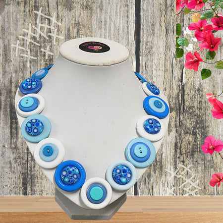 Button necklace - Blue Planet