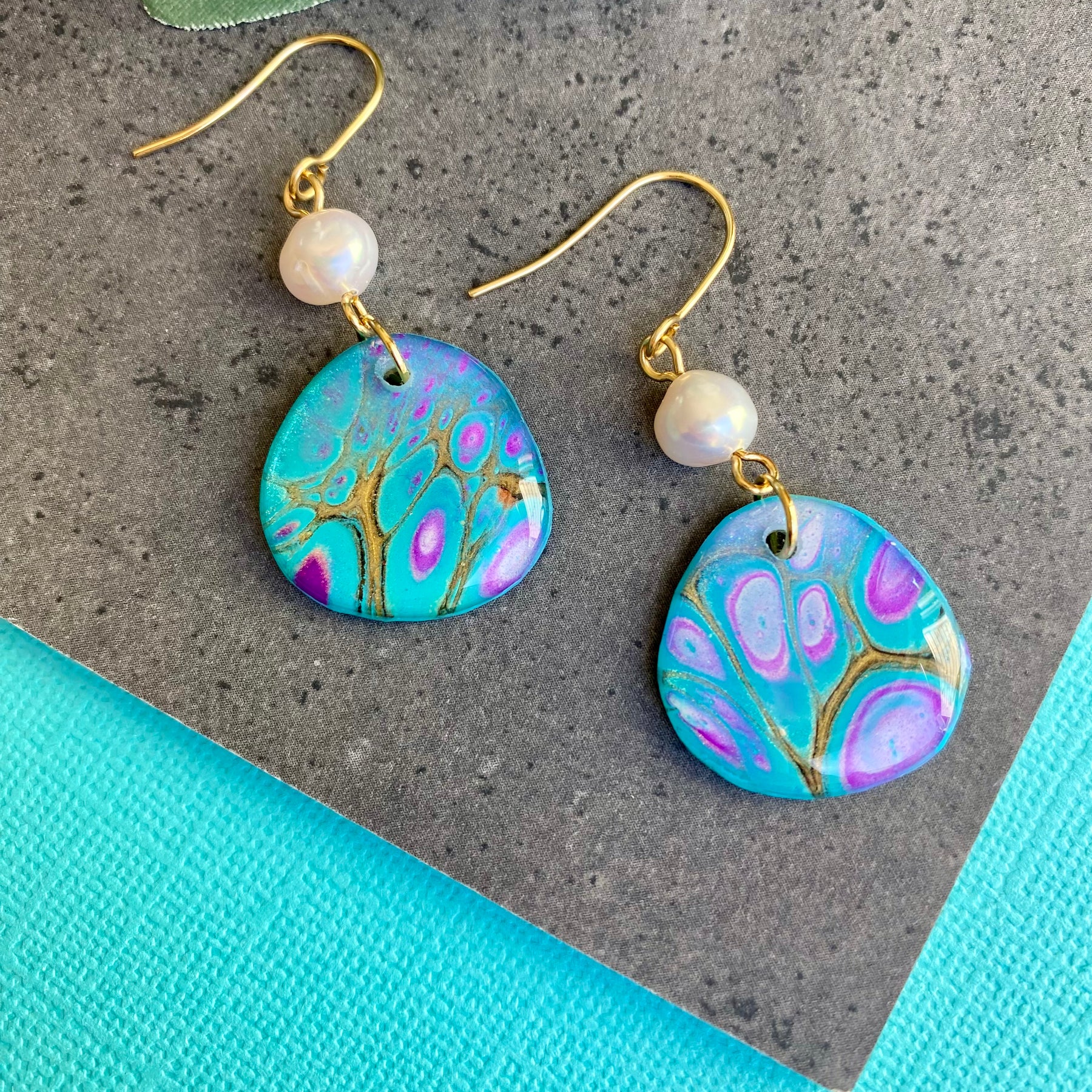 Freshwater Pearls and Art Earrings