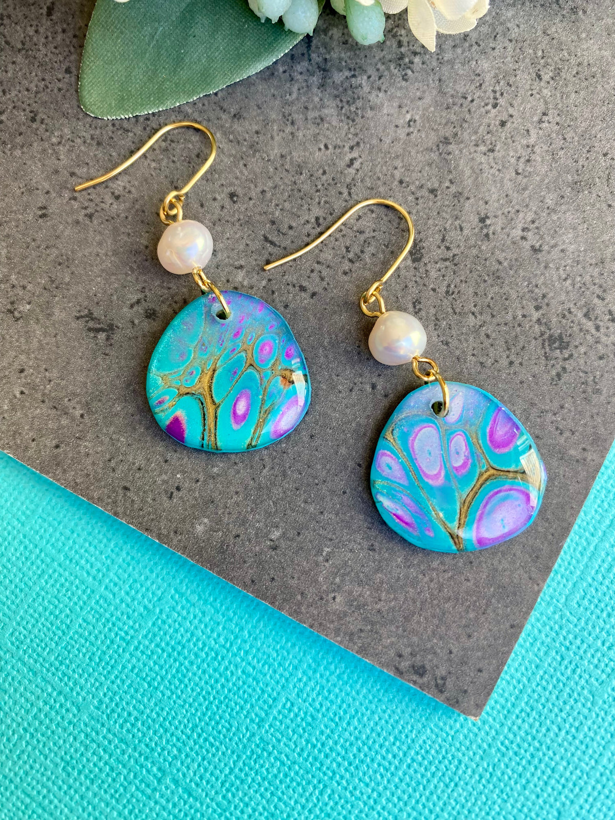 Freshwater Pearls and Art Earrings
