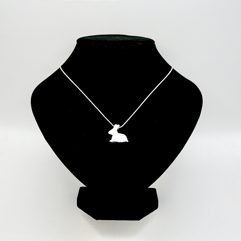Limited Edition - Chocolate Bunny - Handmade Sterling Silver Rabbit Pendant with Snake Chain