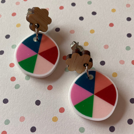 Small colored pie earrings