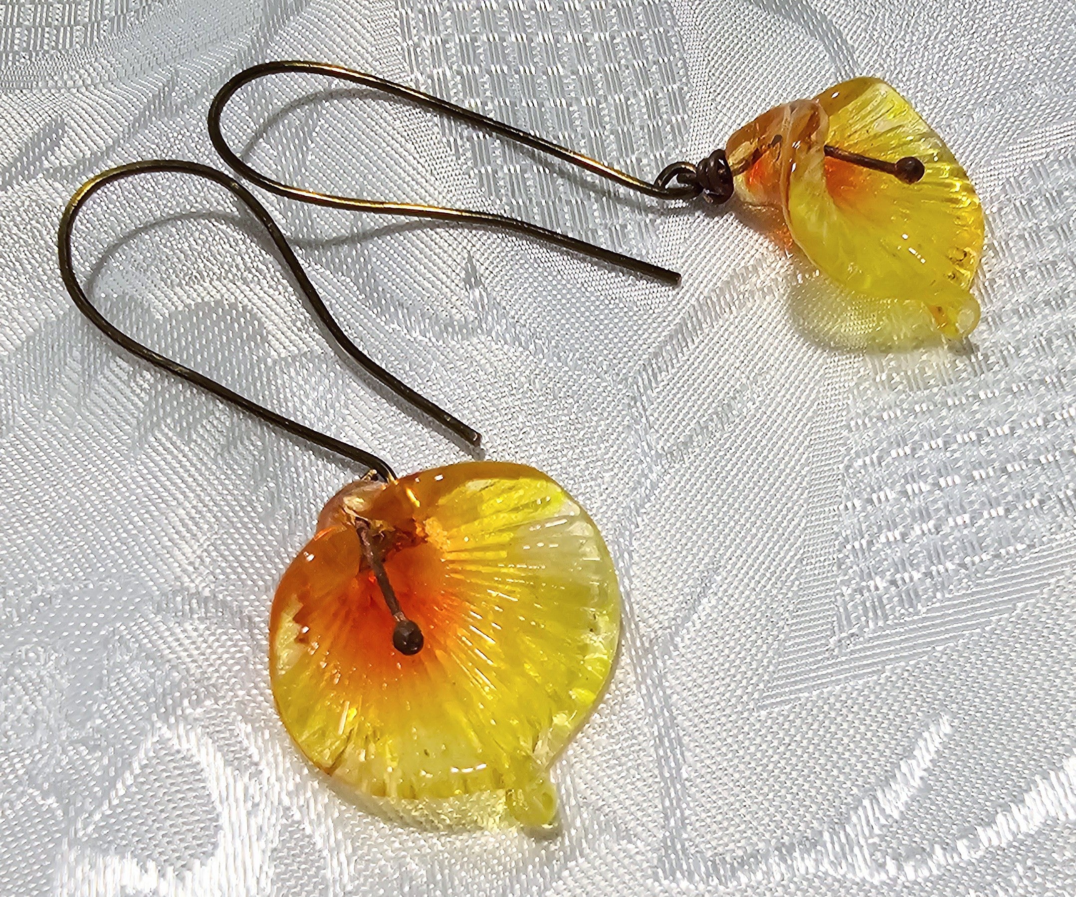 Yellow lampwork Earrings! One of a kind!