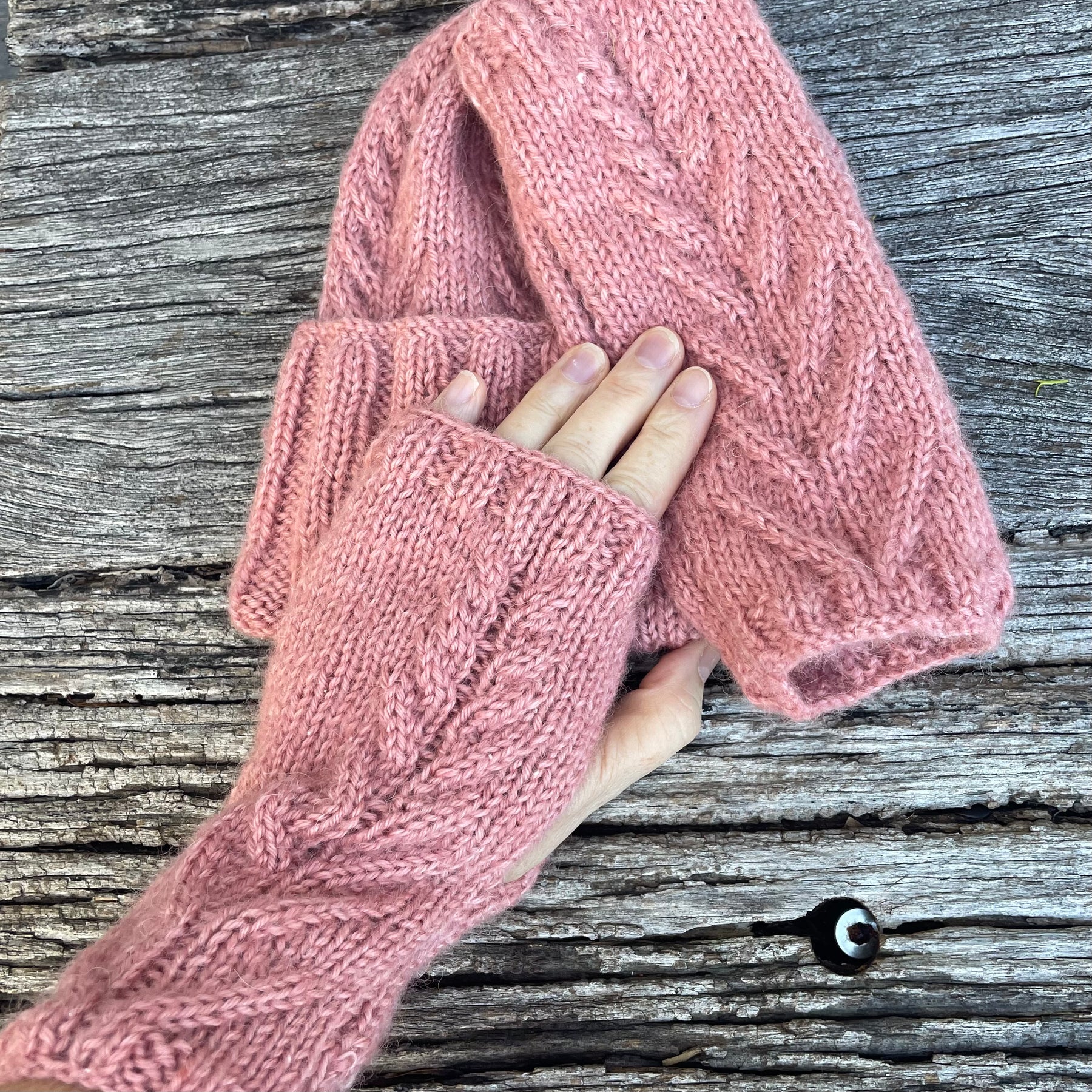 Alpaca Pink Beanie and Gloves set