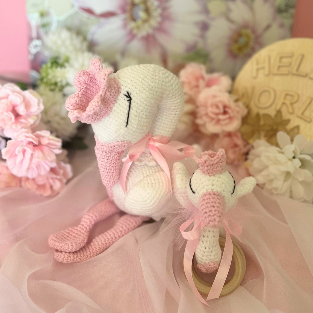 Handmade Crochet Princess Swan and Teether Baby Gift Set