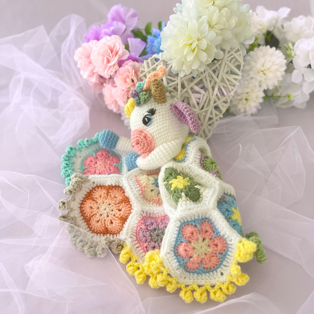 Handmade Crochet Millie Moo Cow Crochet Lovey Blanket