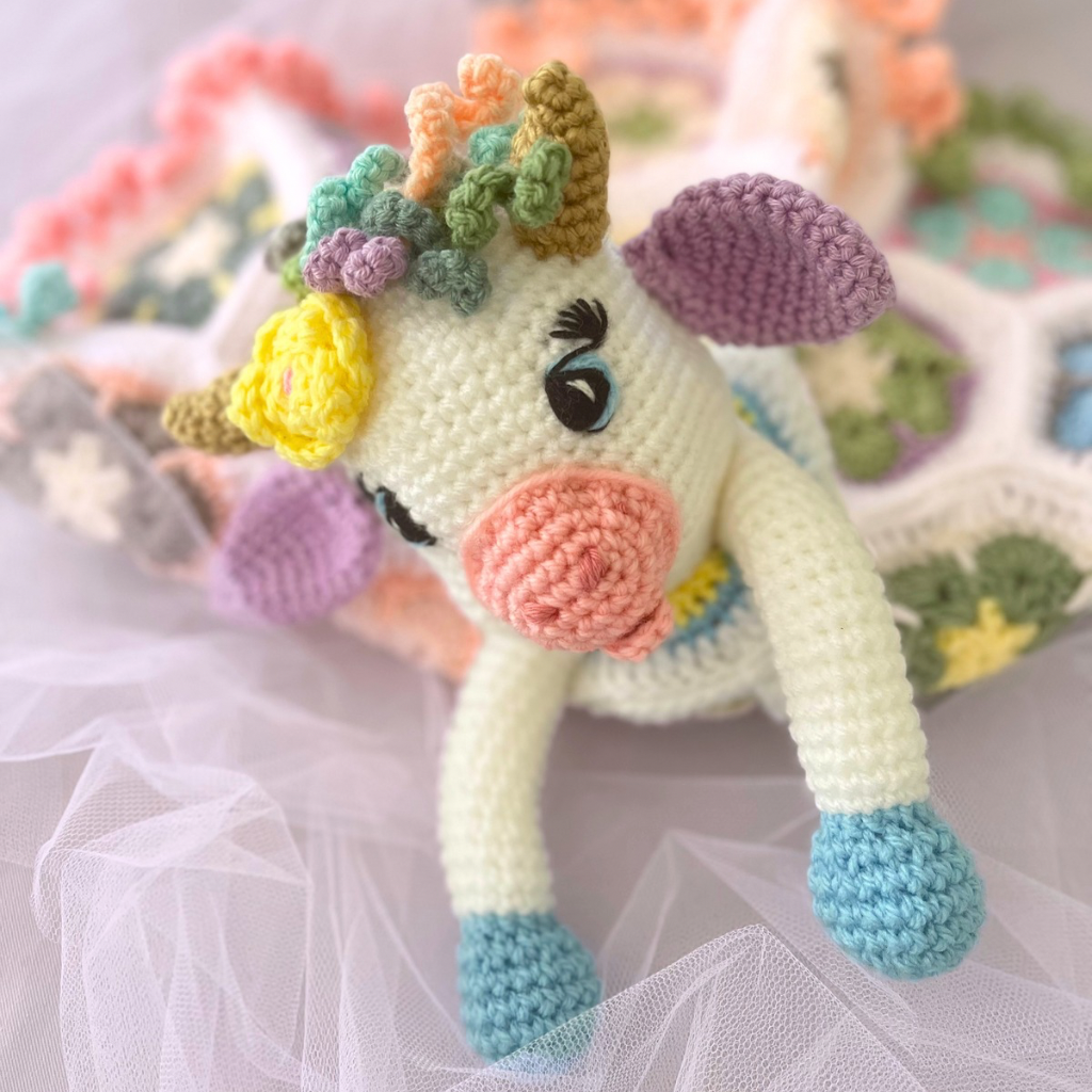 Handmade Crochet Millie Moo Cow Crochet Lovey Blanket