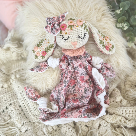 Handmade Crochet Bunny Snuggler, Crochet Bunny Keepsake Gift