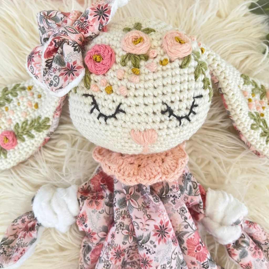 Handmade Crochet Bunny Snuggler, Crochet Bunny Keepsake Gift