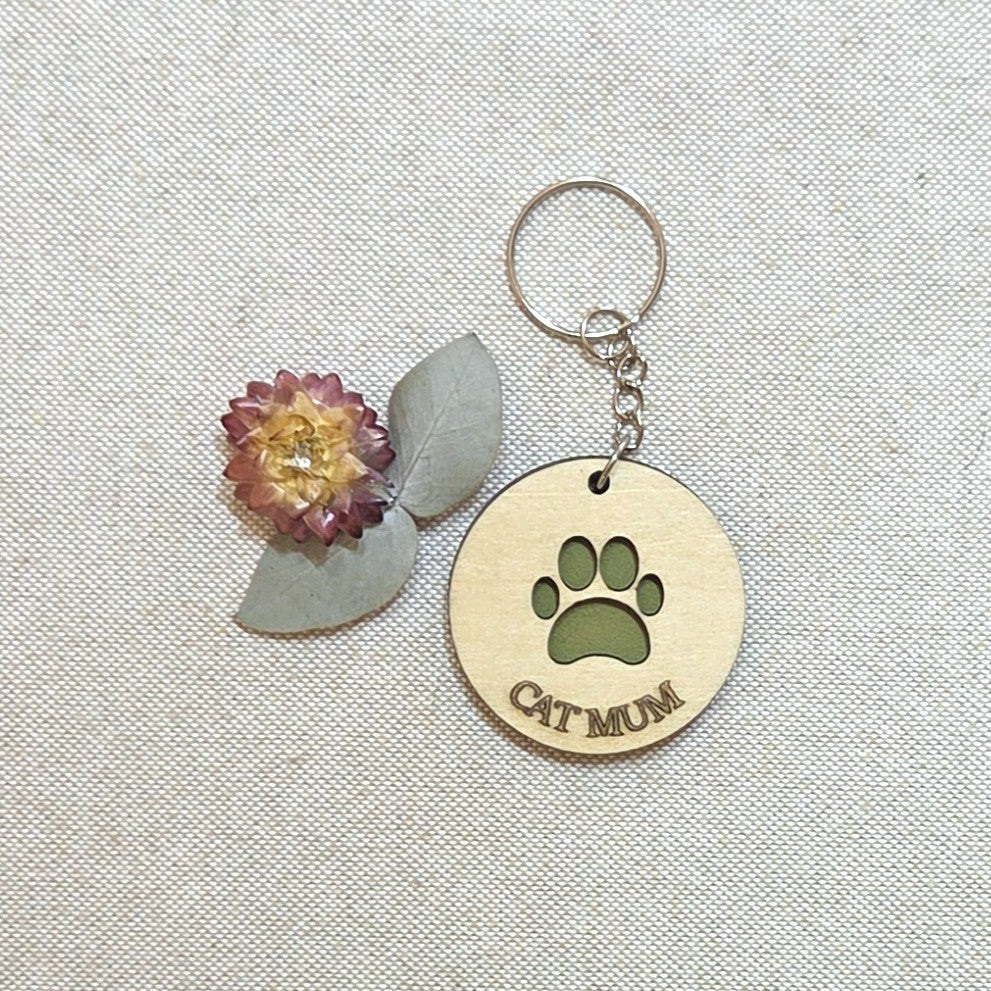 CAT MUM - Handcrafted Timber Keyrings