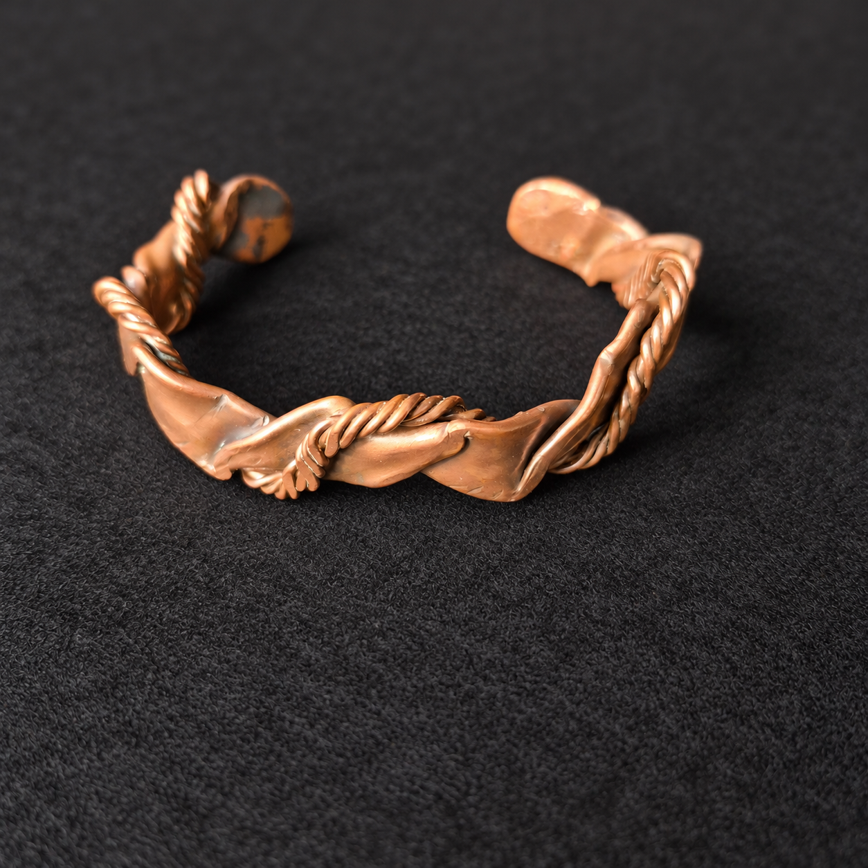 Handmade Sculptural Ribbon Copper Cuff Bracelet B025
