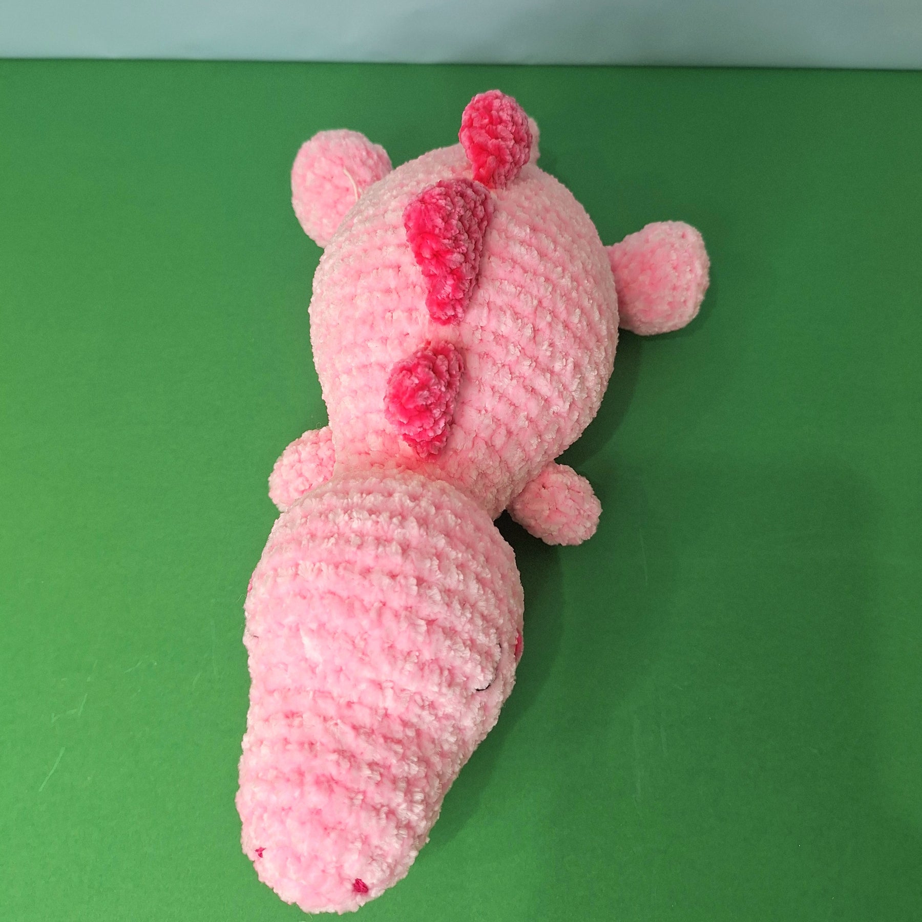 Pink Sleepy Velvet Crocheted Dinosaur Cuddle Toy