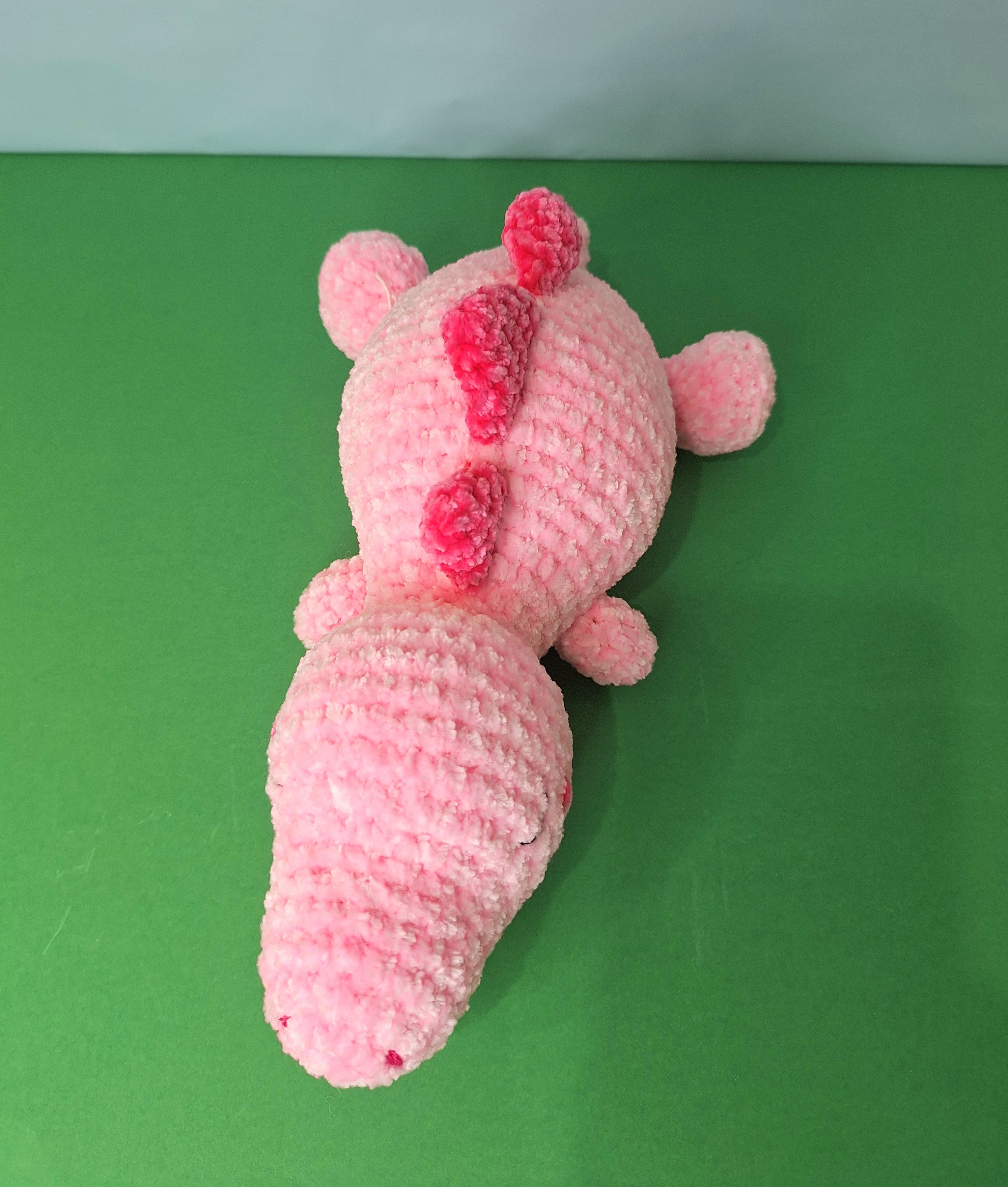 Pink Sleepy Velvet Crocheted Dinosaur Cuddle Toy