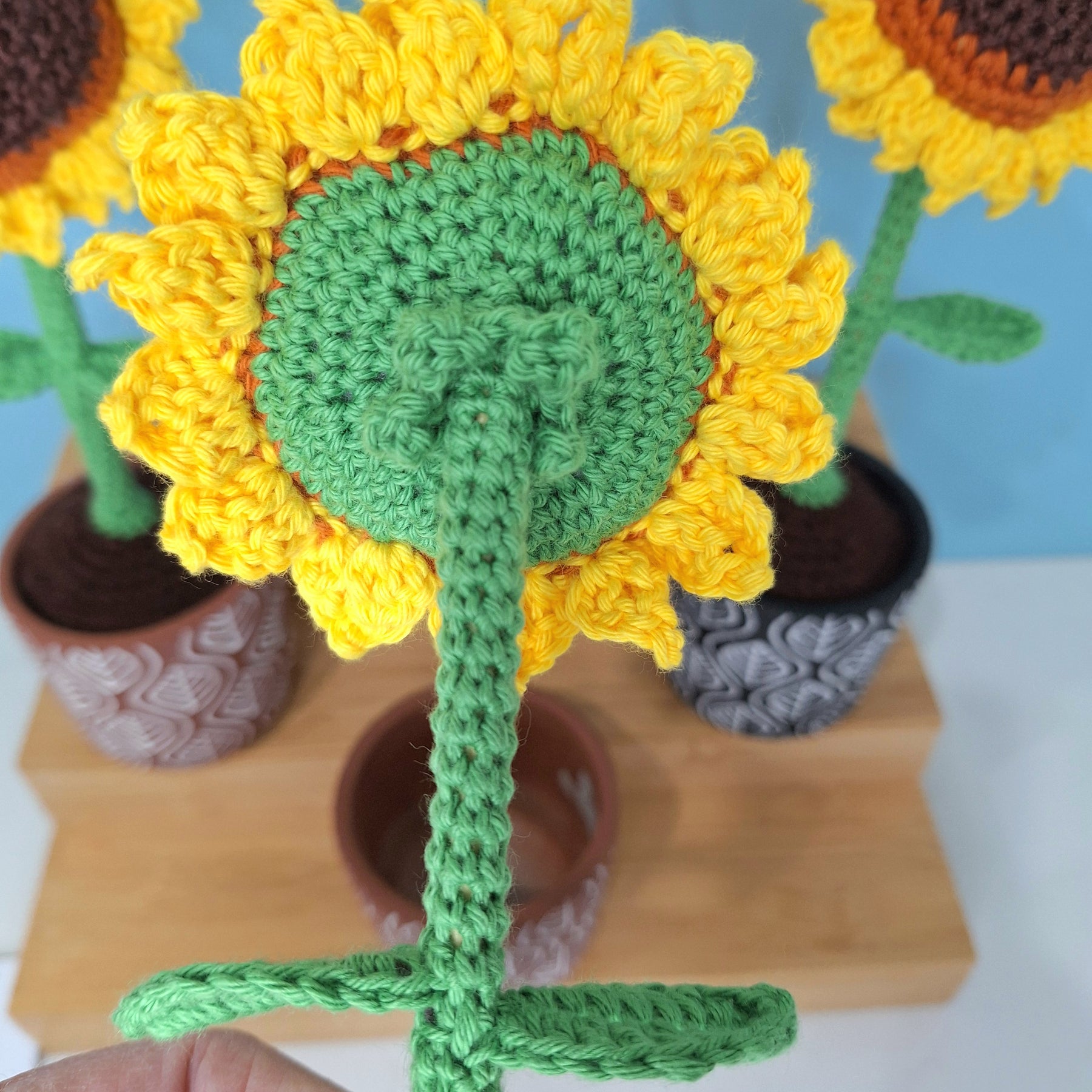Stunning Crocheted Sunflower in a Decorative Pot
