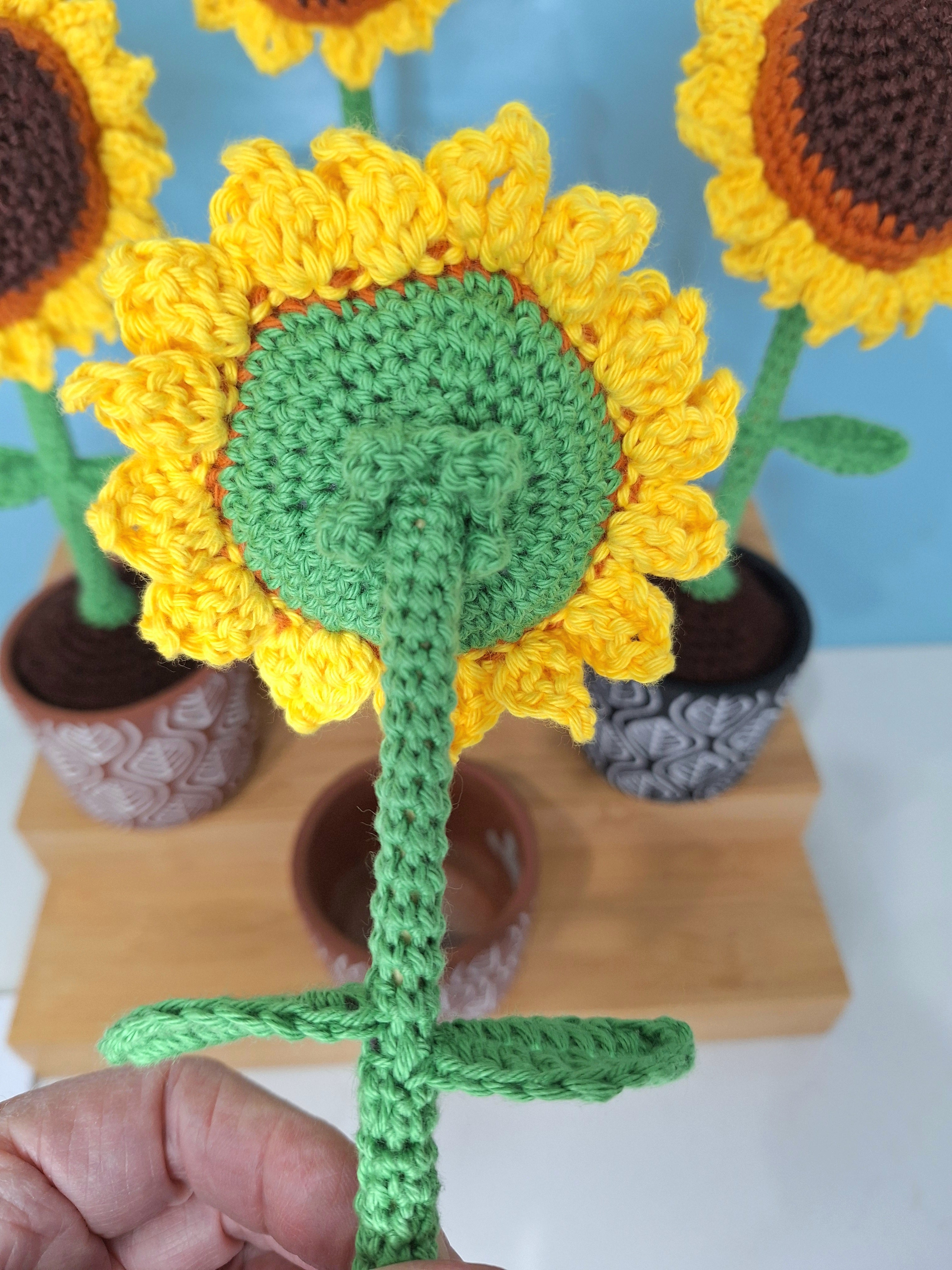 Stunning Crocheted Sunflower in a Decorative Pot