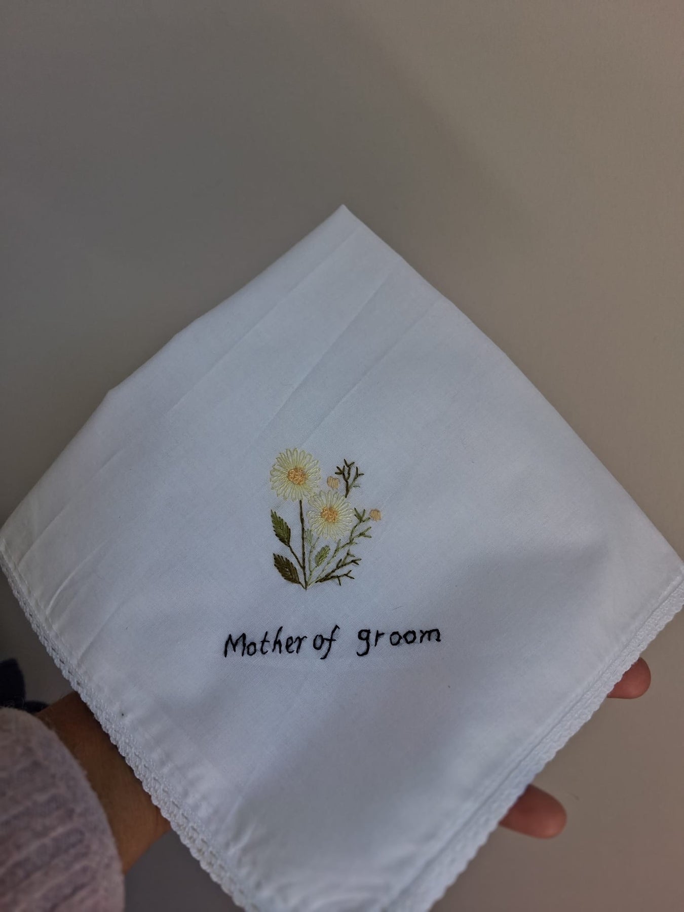 Personalized Hand Embroidered Wedding Handkerchiefs