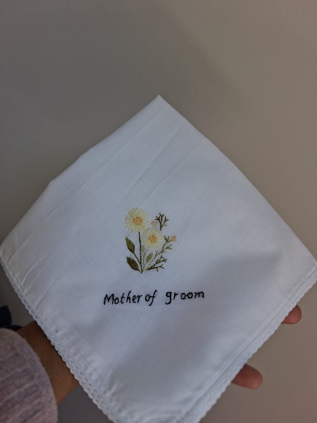 Personalized Hand Embroidered Wedding Handkerchiefs