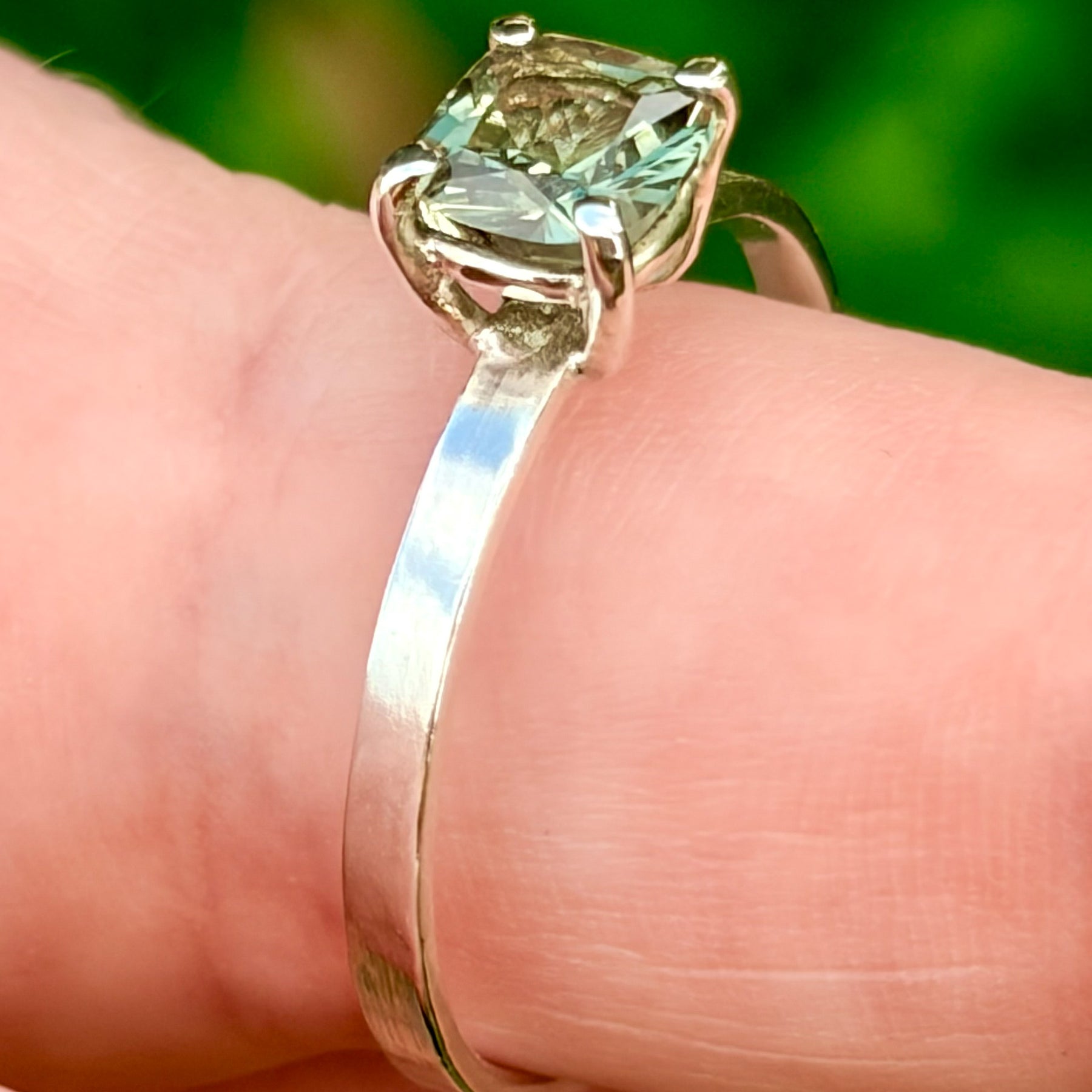 Green Tea Tourmaline Sterling Silver Ring