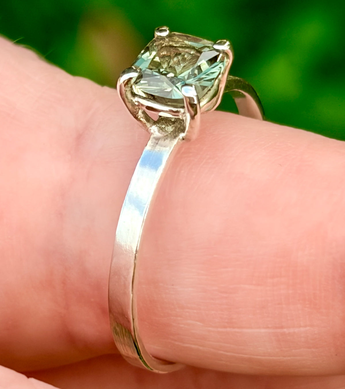 Green Tea Tourmaline Sterling Silver Ring