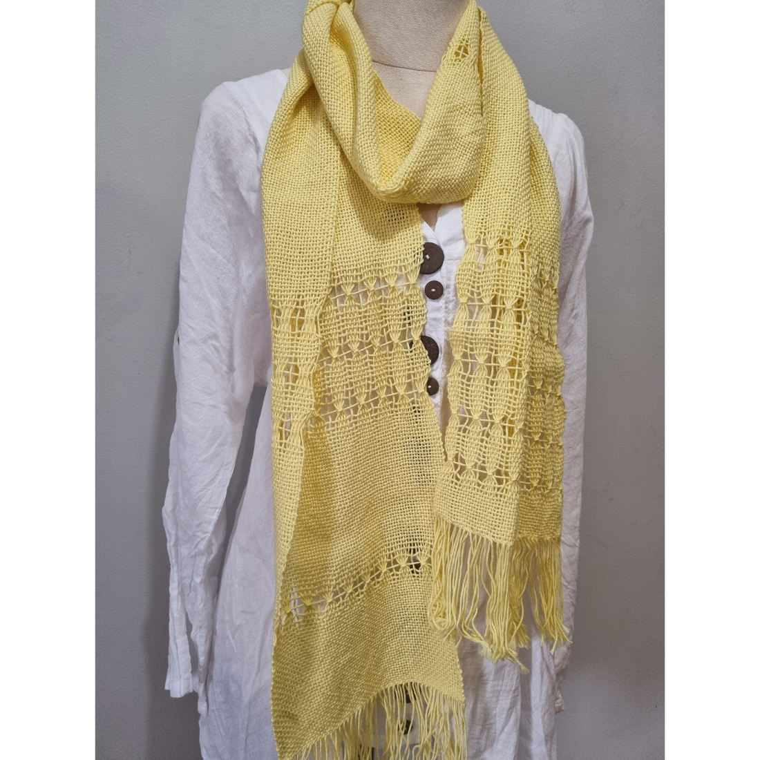 'Beyond the plain weave' collection yellow cotton scarf