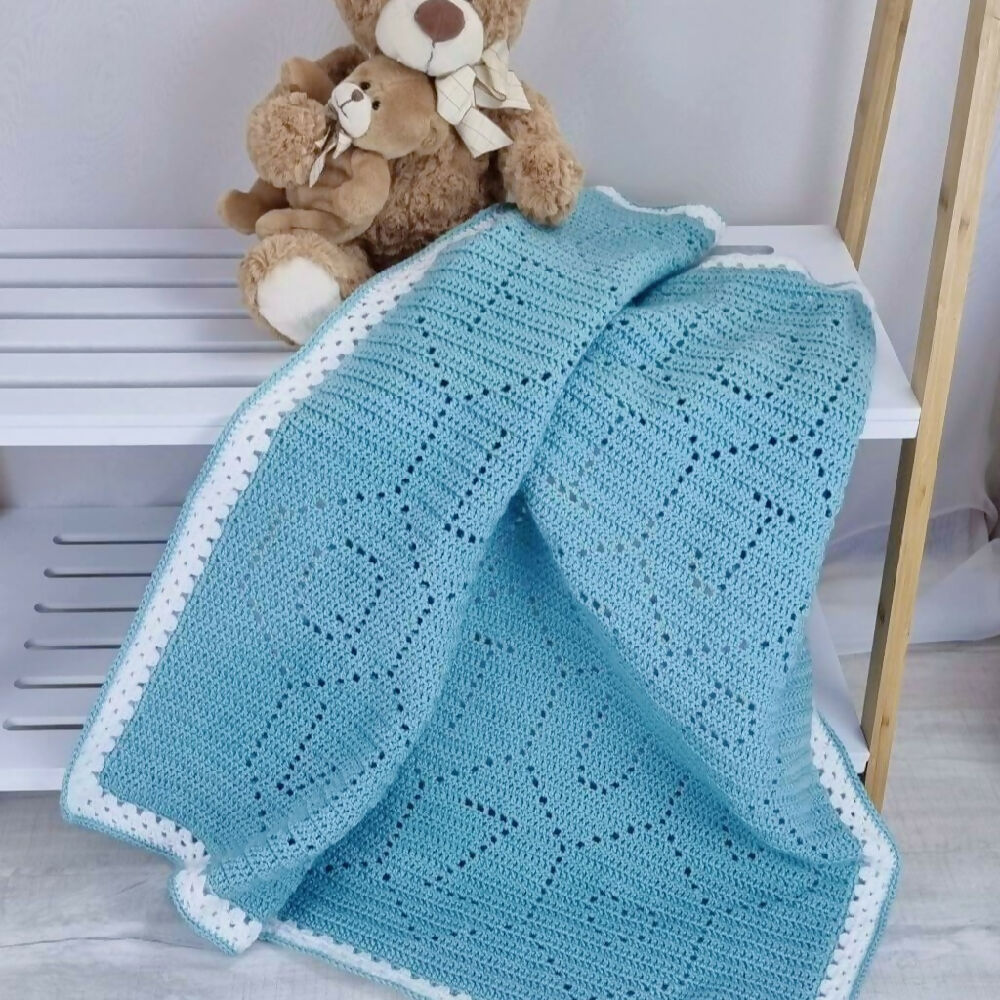 ABC Baby Blanket Teal Acrylic 5