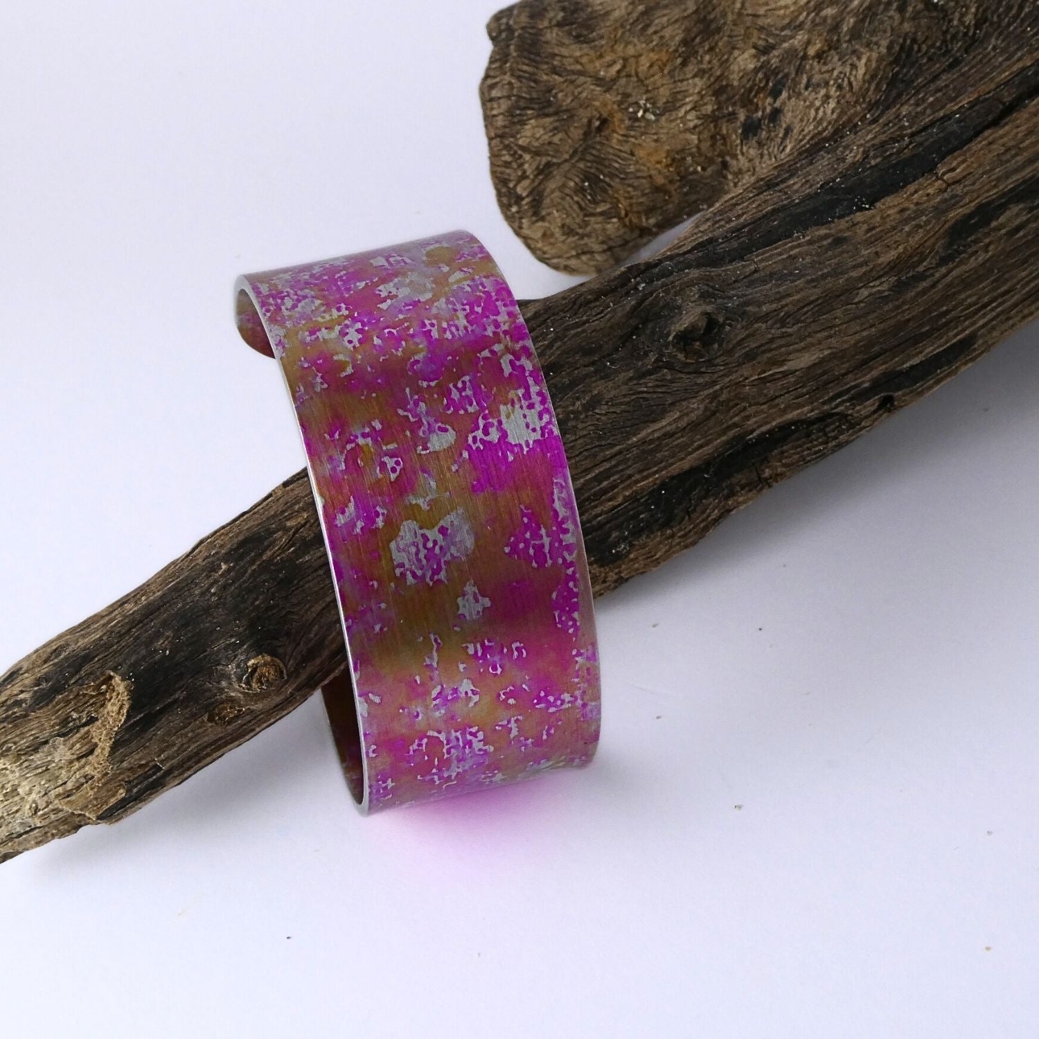 Anodized aluminium bangle hand printed Cotton Candy Collection - AB015