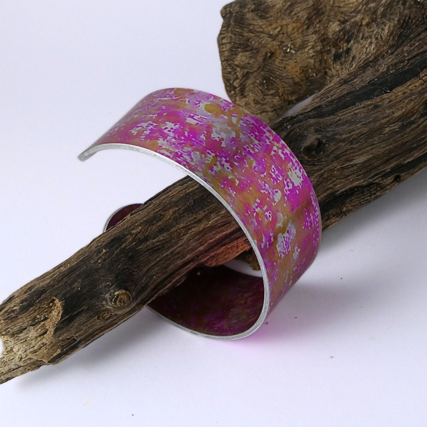Anodized aluminium bangle hand printed Cotton Candy Collection - AB015
