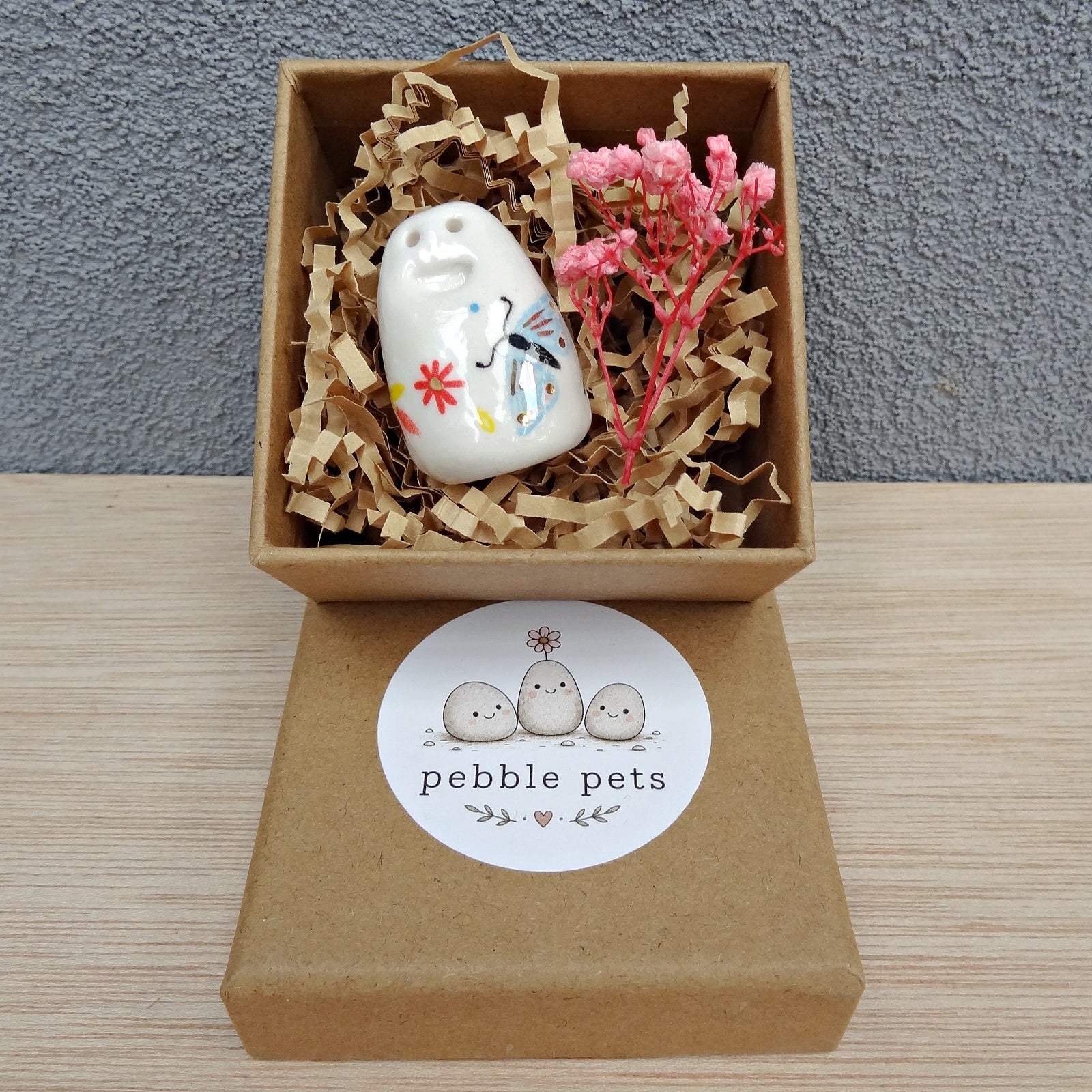 Flower Pebble Pets - Cute ceramic desk buddy - Mini pottery collectable
