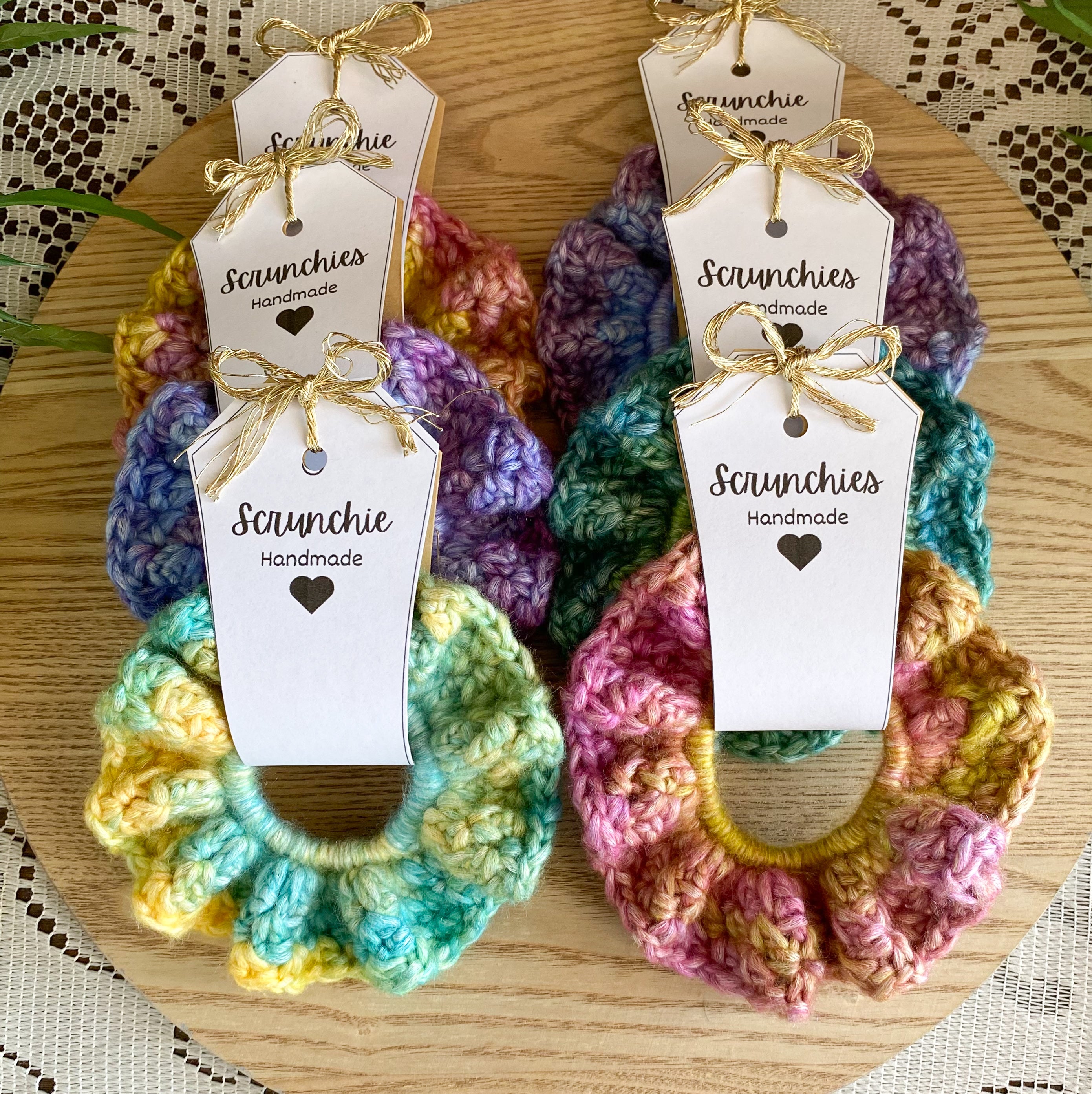 Crochet Scrunchies Bright and Colourful