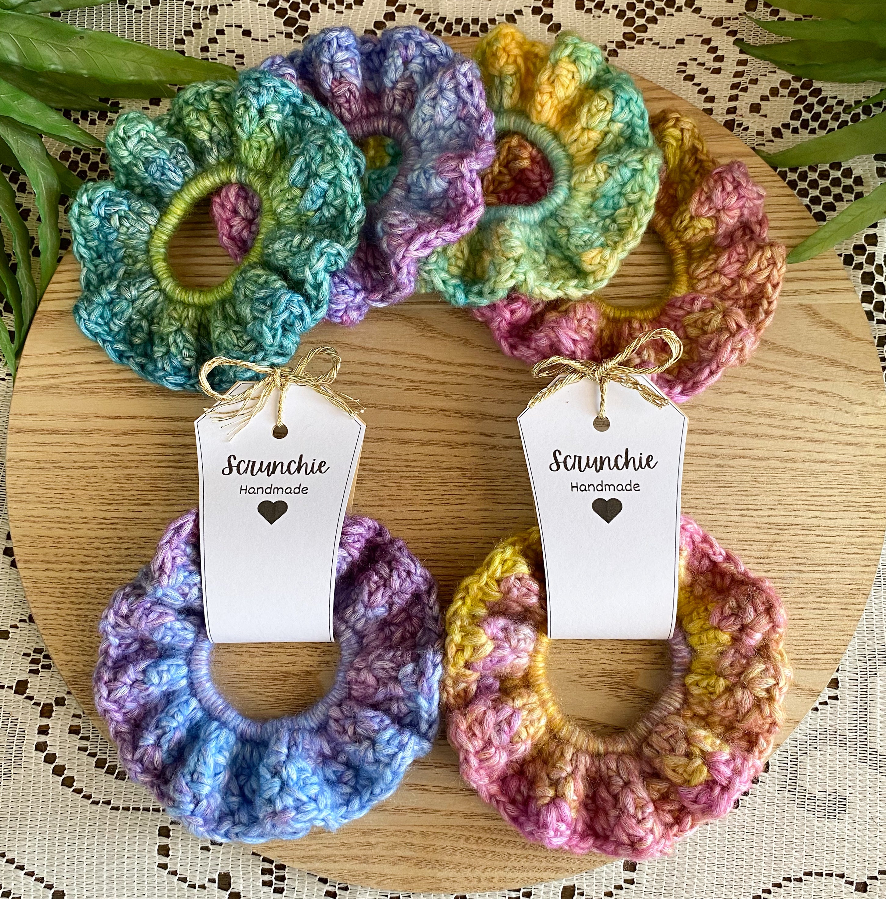 Crochet Scrunchies Bright and Colourful