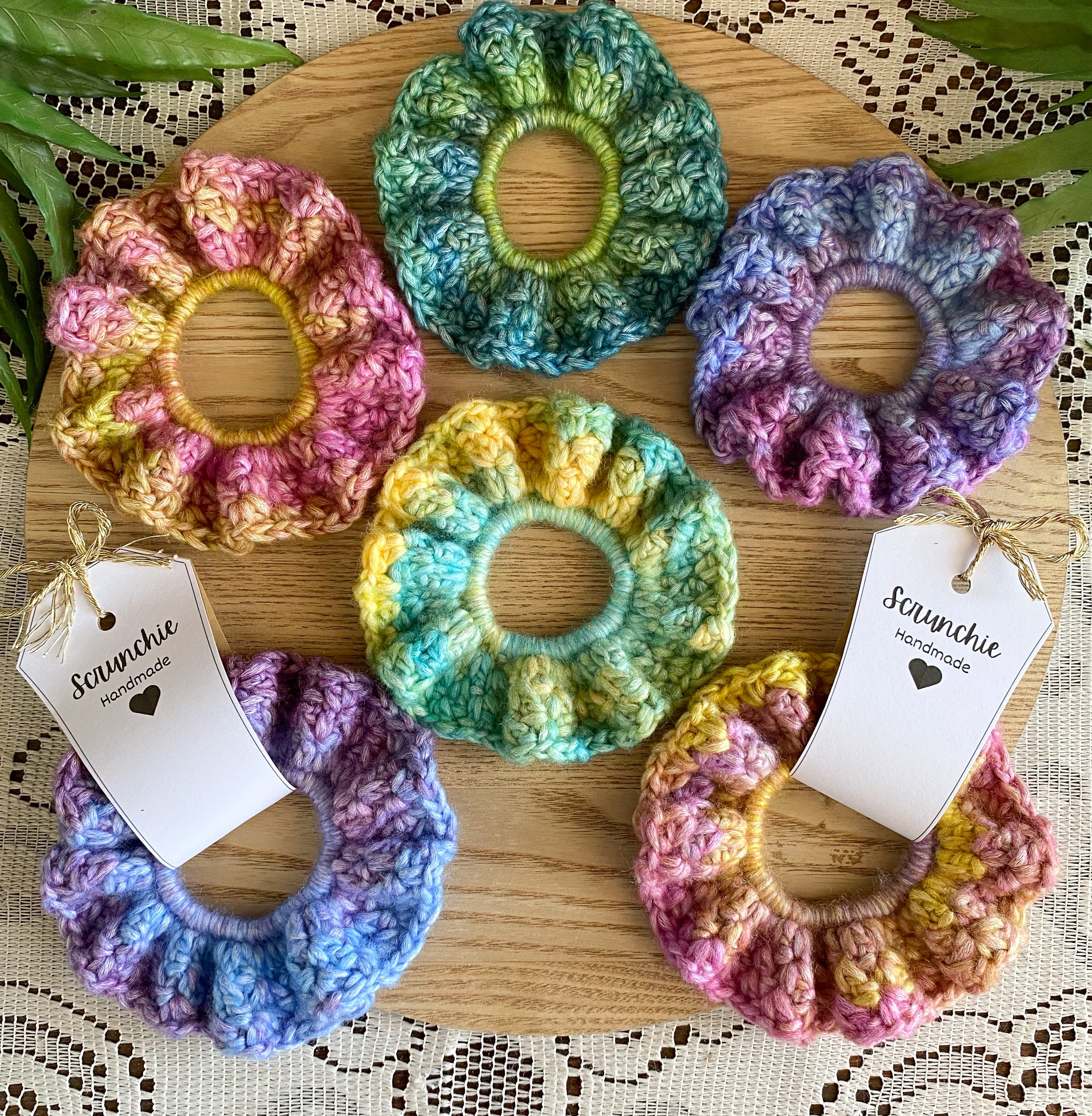 Crochet Scrunchies Bright and Colourful