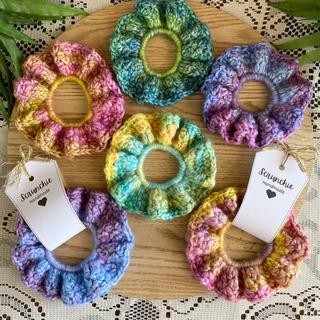 Crochet Scrunchies Bright and Colourful