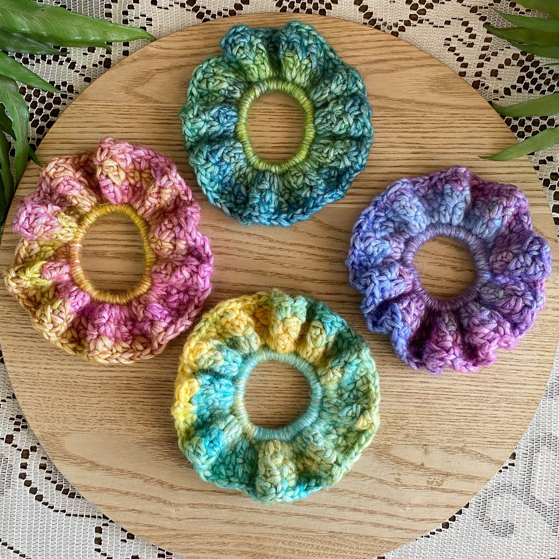 Crochet Scrunchies Bright and Colourful