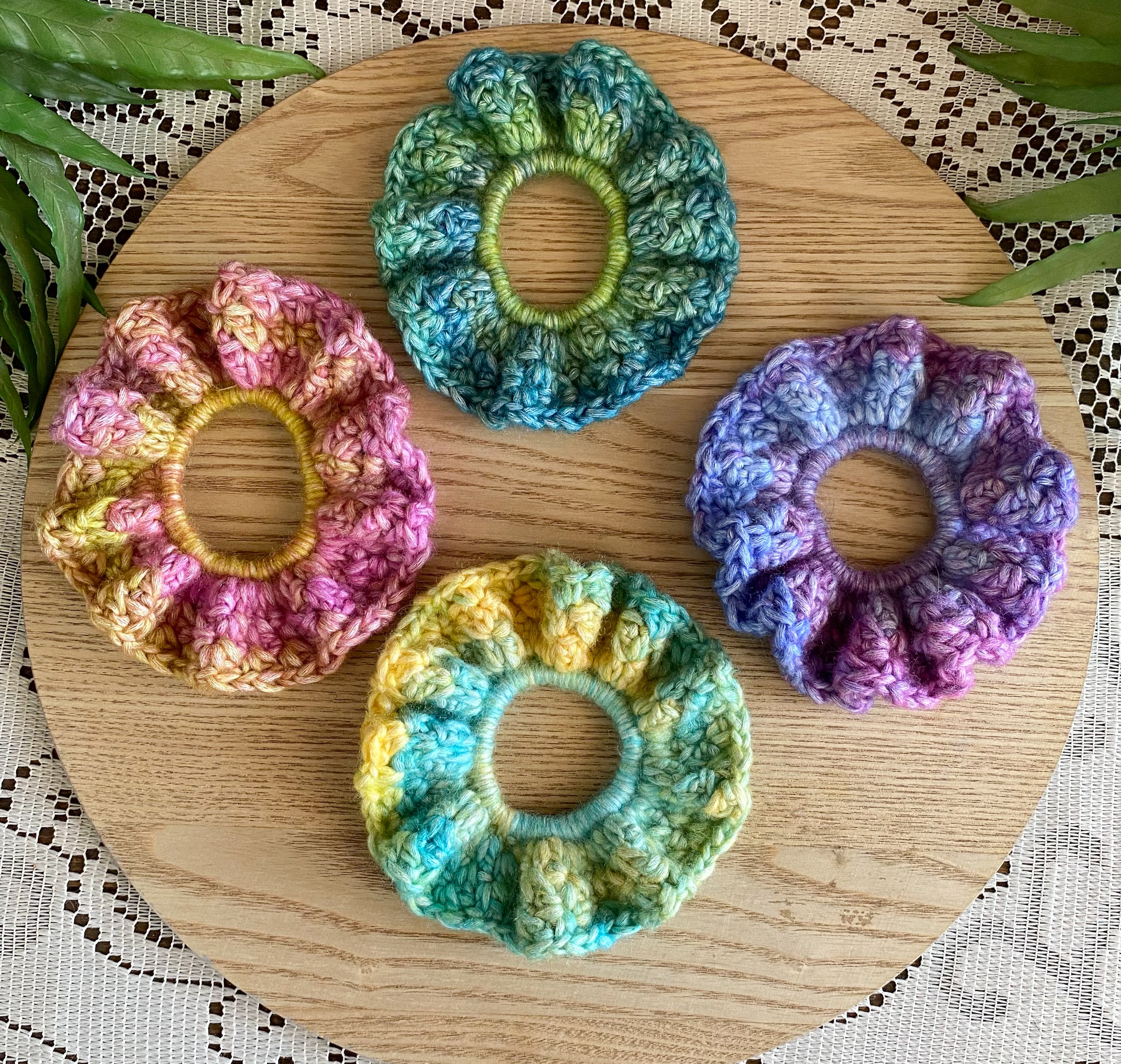 Crochet Scrunchies Bright and Colourful