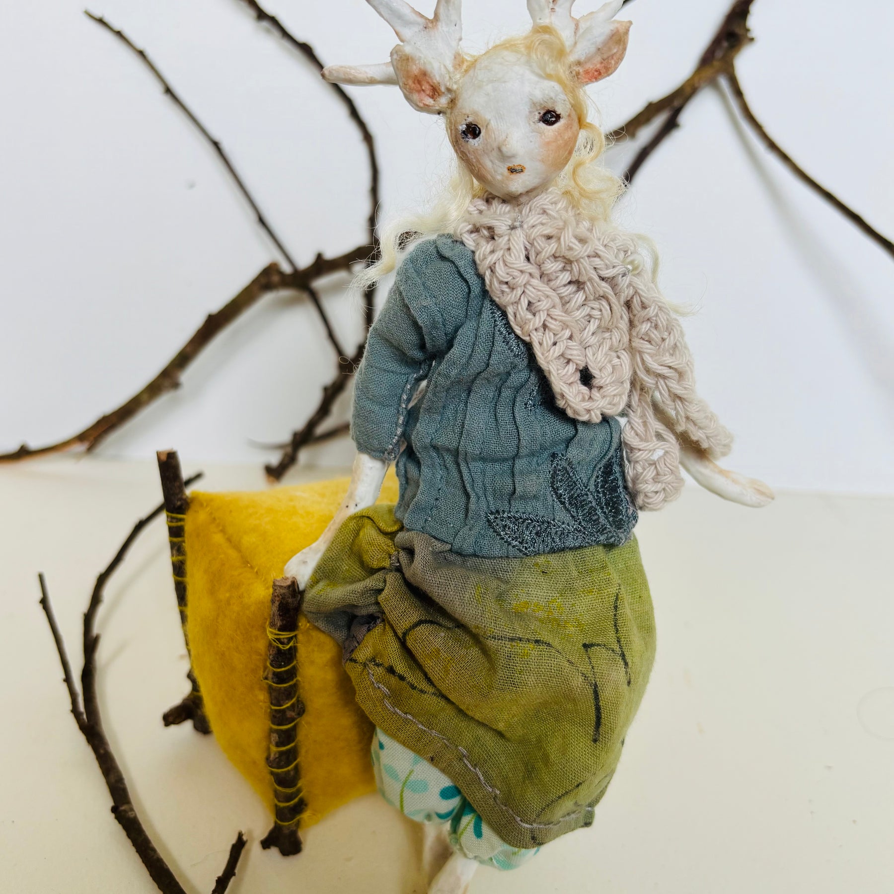 Art doll deer girl woodland creature collectable