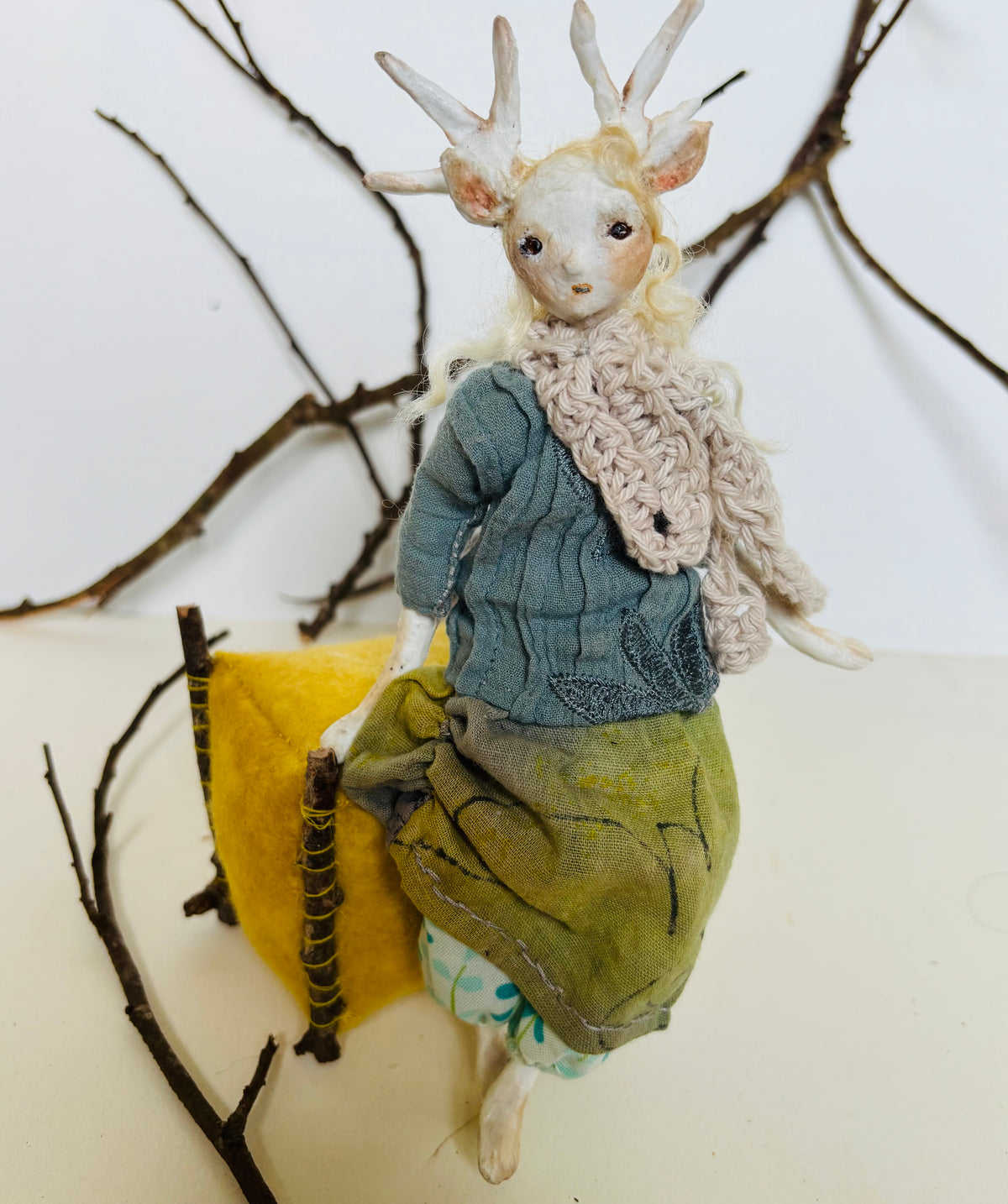 Art doll deer girl woodland creature collectable