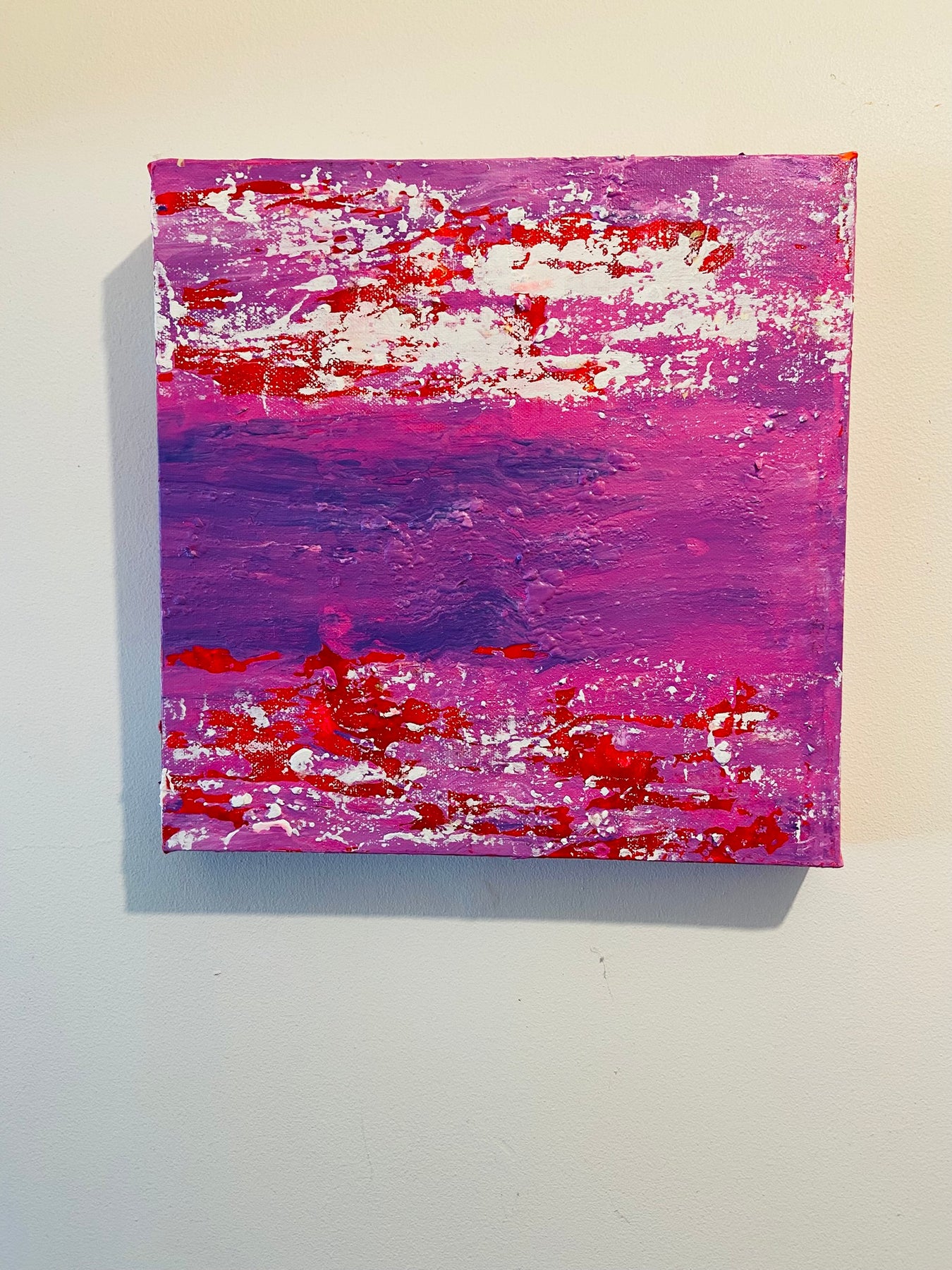 Inverted Abstract Acrylic Canvas Painting: Colorful Wall Art by Margo Humphries (30.5cm)
