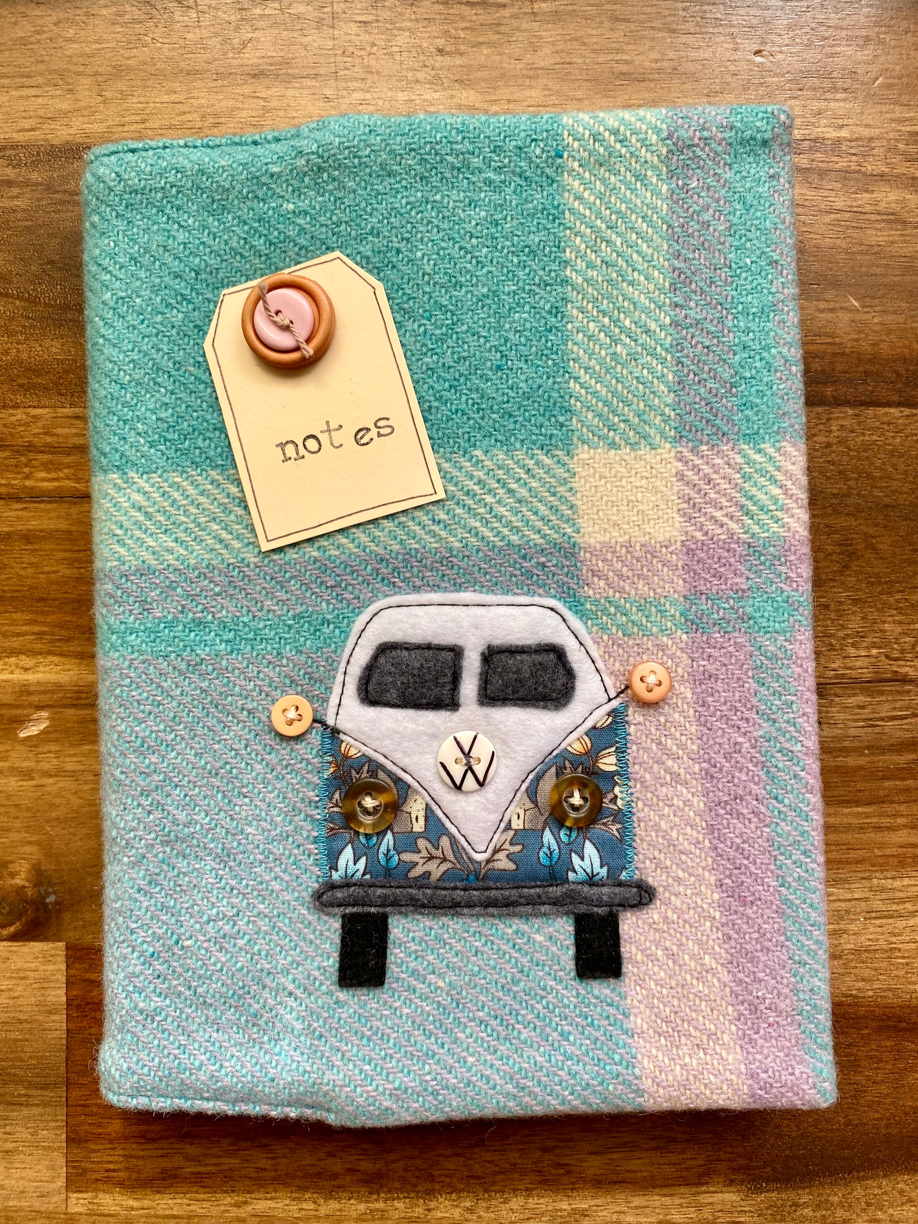 A5 Upcycled Notebook Kombi - blue/mauve