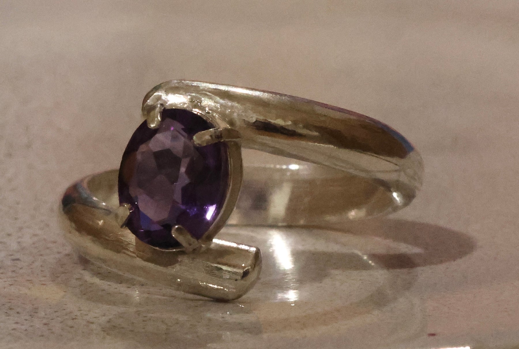 Elegant Amethyst Stirling Silver ring.