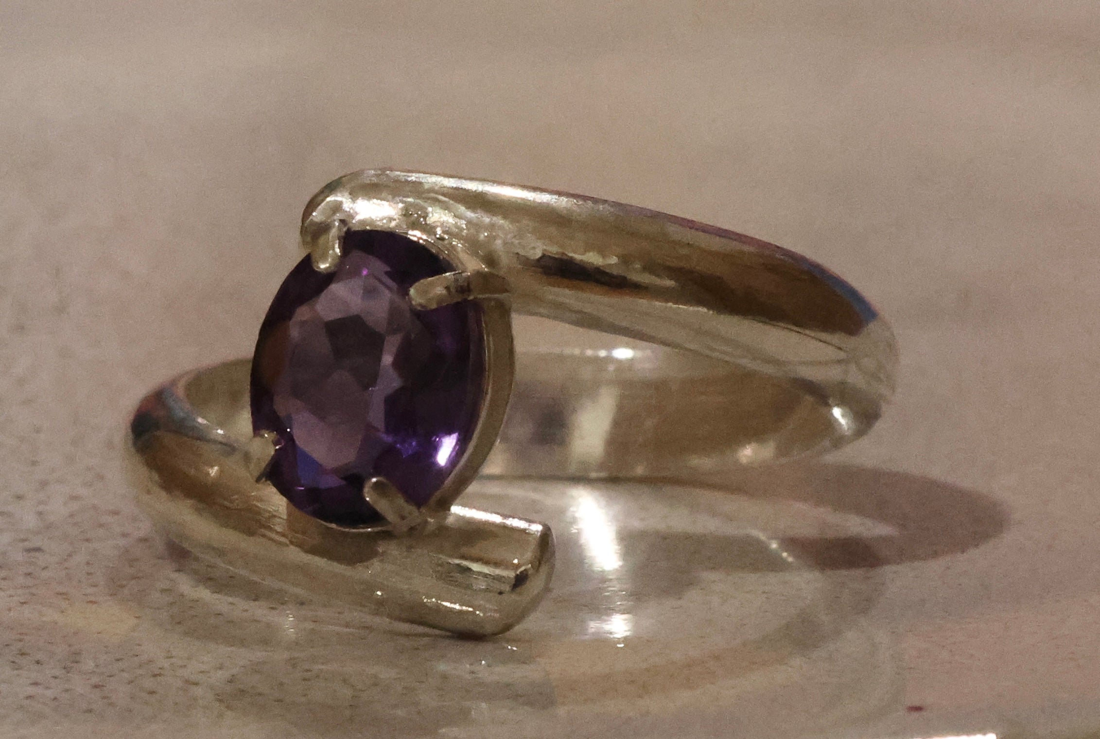 Elegant Amethyst Stirling Silver ring.