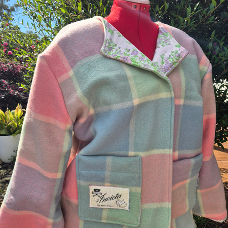 Upcycled woollen blanket jacket Pink size 14
