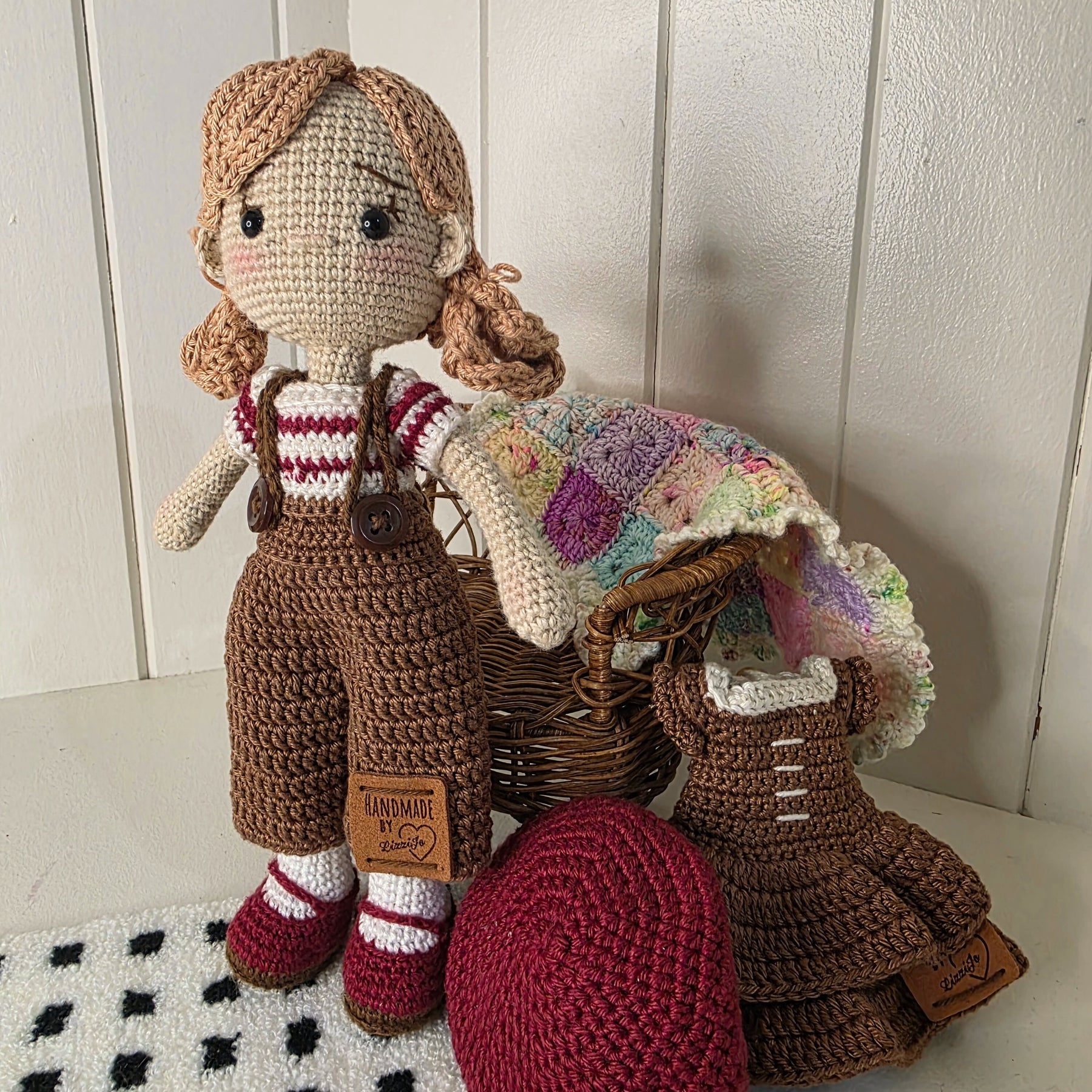Crochet Doll in Beret with two outfits