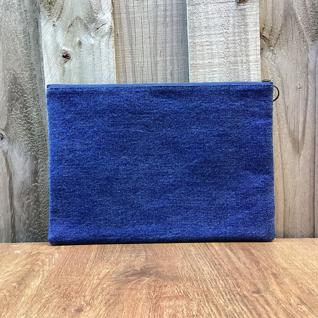 Handmade Upcycled Denim Pencil Case – Denim Flower