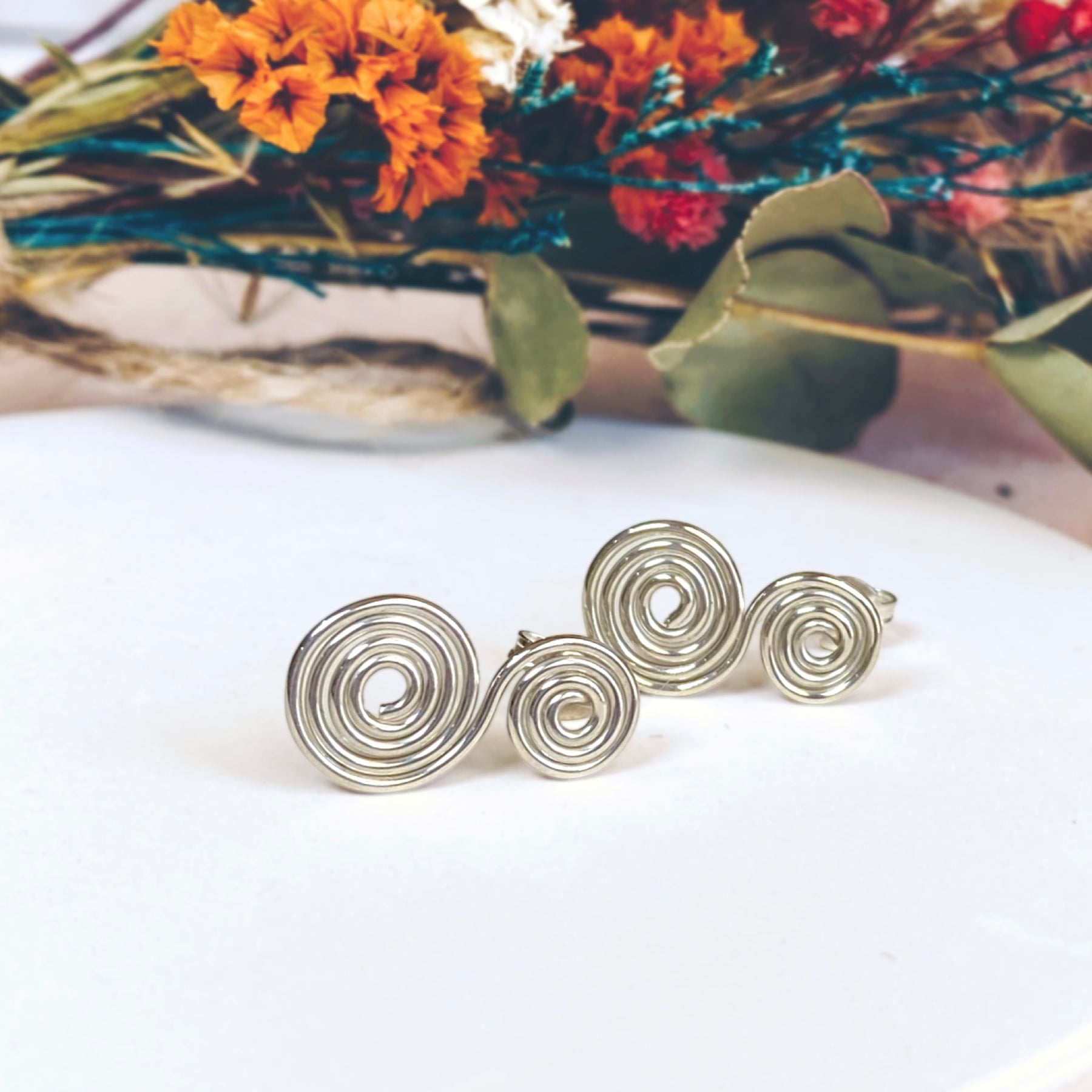 Spirals stud earrings | Sterling Silver | Celtic-inspired jewellery