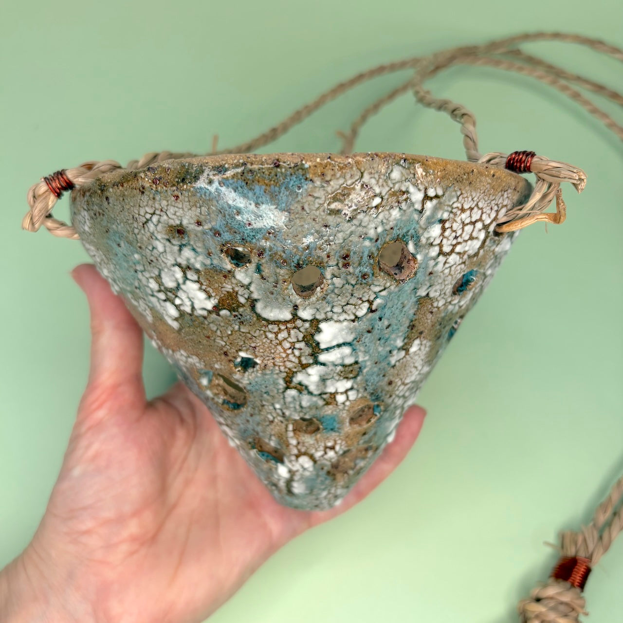 Ceramic hanging large cone orchid pot