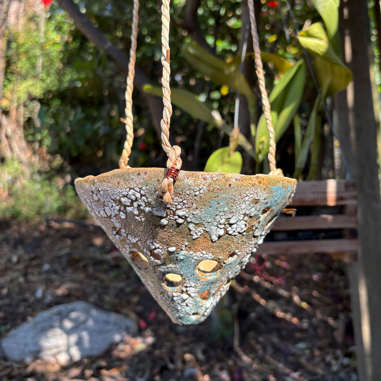 Ceramic hanging large cone orchid pot